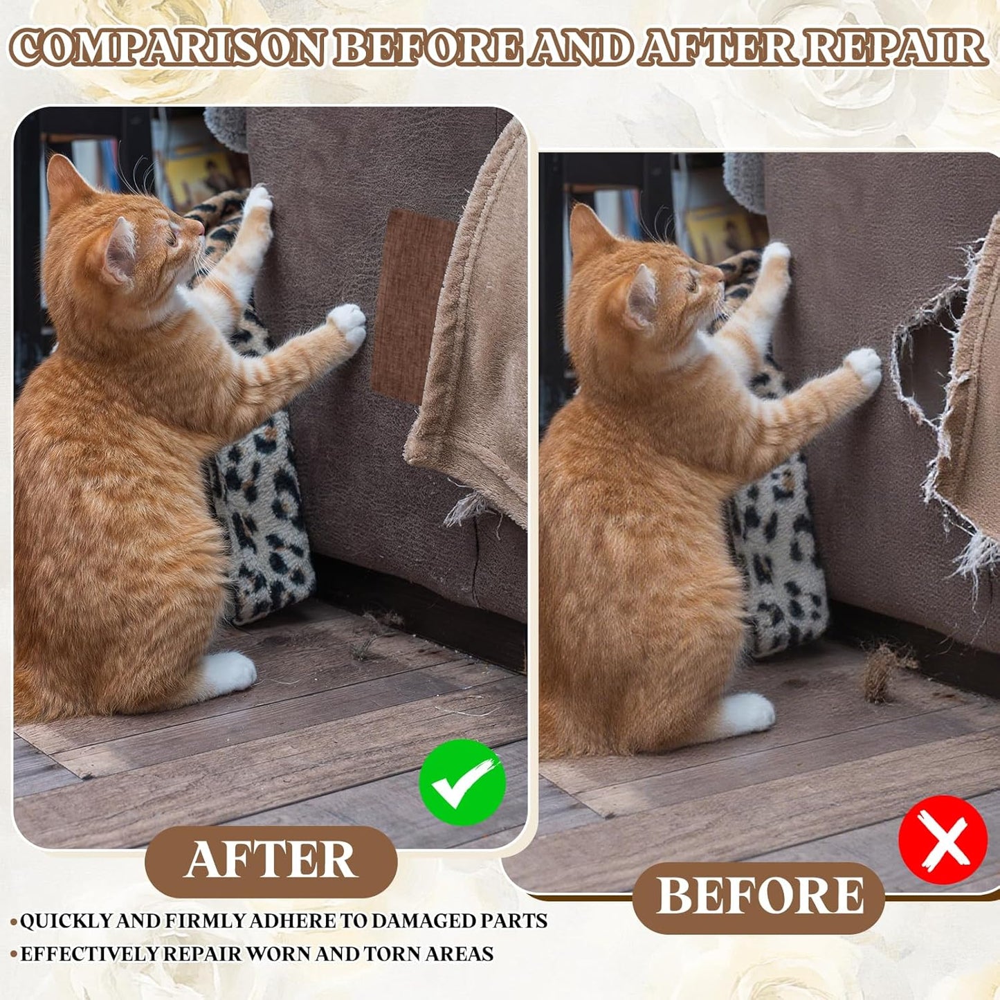 PATIKIL Linen Repair Patch, 8 x 11 Inch Self-Adhesive Linen Fabric Repair Patches for Sofa Couch Clothes Handbag Tents Car Seats Furniture, Camel