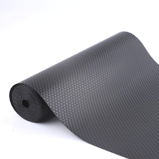 Cabinet Shelf Liners 15 Inch Wide X 20 Ft Kitchen Drawer Liner Non-Adhesive Pantry Cupboard Liner Non-Slip Waterproof & Oil-Proof Refrigerator Shelf Liners Strong Grip Drawer Mat(Black)