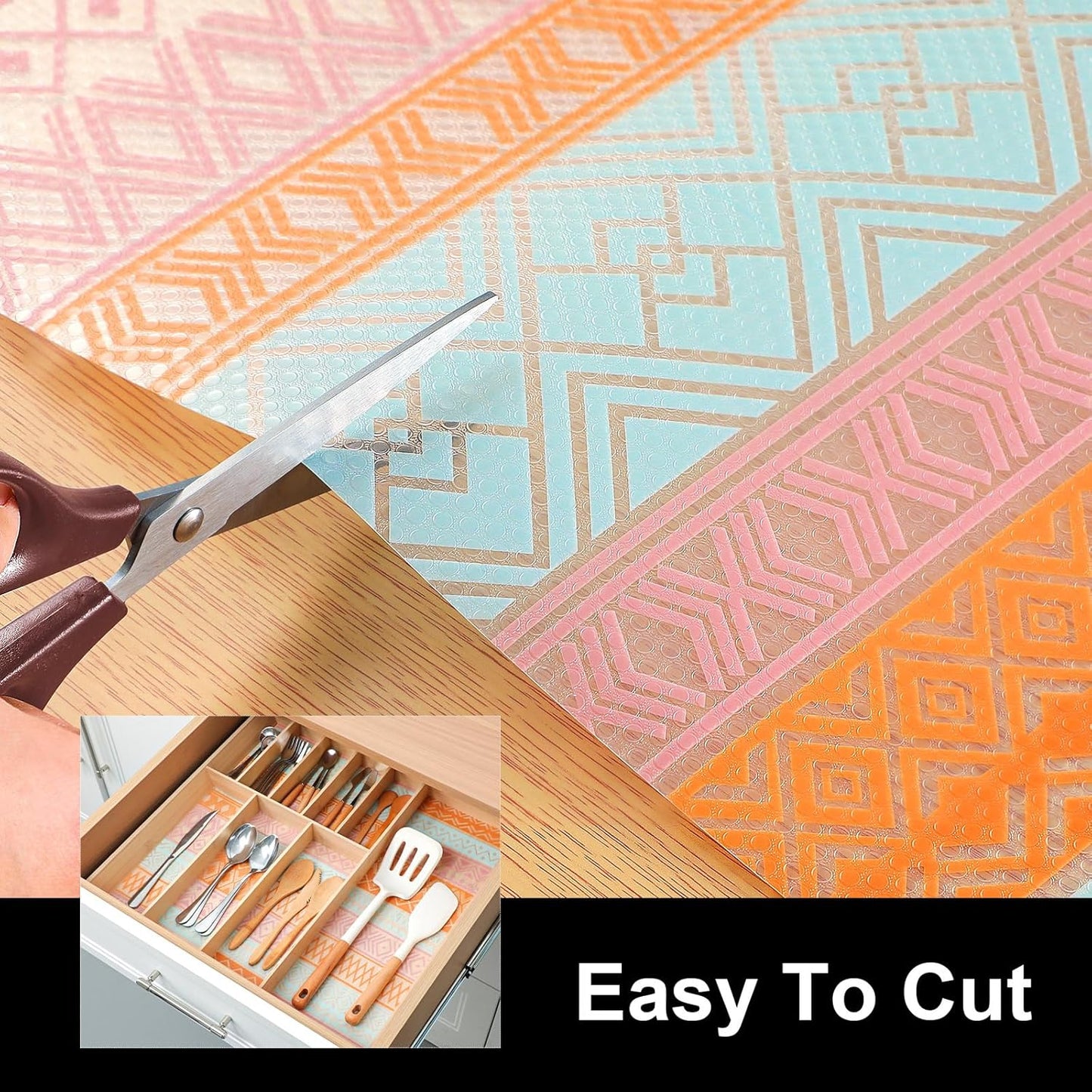 Cooyes Shelf and Drawer Liners for Kitchen Cabinets, Non Adhesive Cabinet Liner, EVA Waterproof Durable Non-Slip Drawer Mats for Shelves, Refrigerator, Storage, Desks