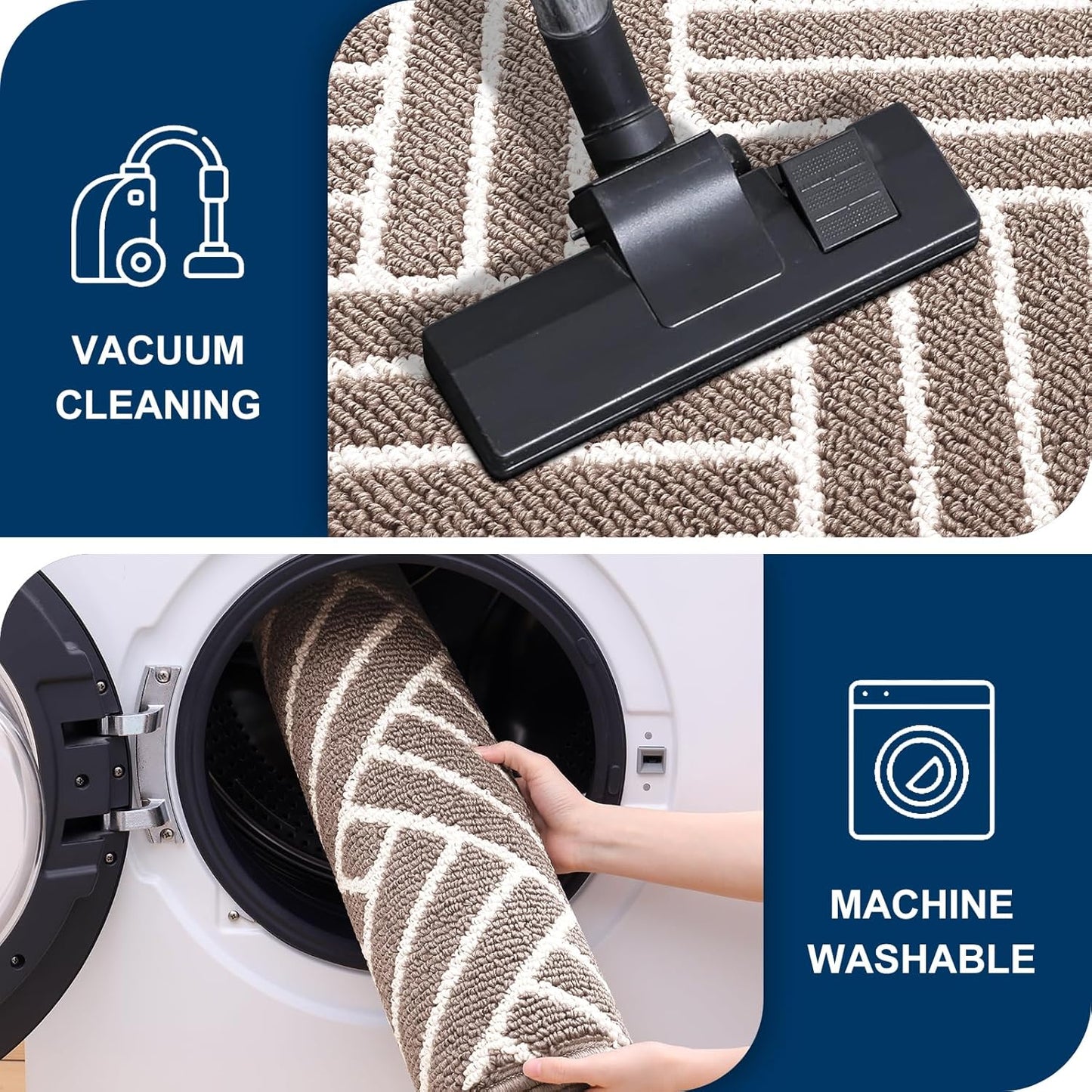 OLANLY Indoor Door Mat, 32x20 Inch, Dirt Resistant and Absorbent, Non-Slip Rubber Backing Floor Mats, Easy Clean Low-Profile Doormat for Entryway, Front Door, and Inside Entrance, Brown