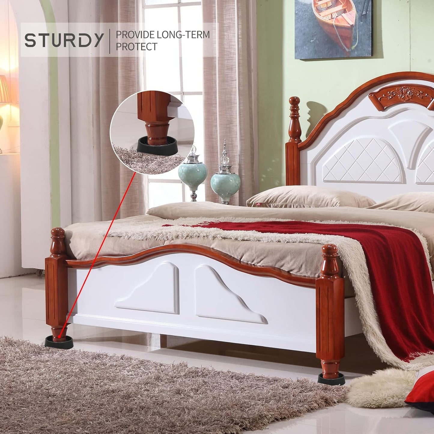 3X3 Round Rubber Caster Cups, Non Slip Furniture Pads, Anti-Slip Gripper, Anti Skid Furniture Feet, Anti Slide Floor Protector for Bed Couch Table Chair Stoppers - Black, 8 Pack