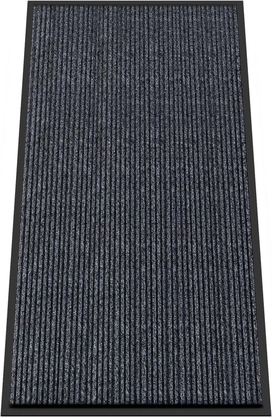 Kuyal Front Door Mat, 3'x6' Indoor Outdoor Entrance Mat, Commercial Floor Mats Inside Outside Entrance, Heavy Duty Durable Welcome Mats, Rubber Backing Non Slip Outdoor Mats for Entryway,Dark Gray