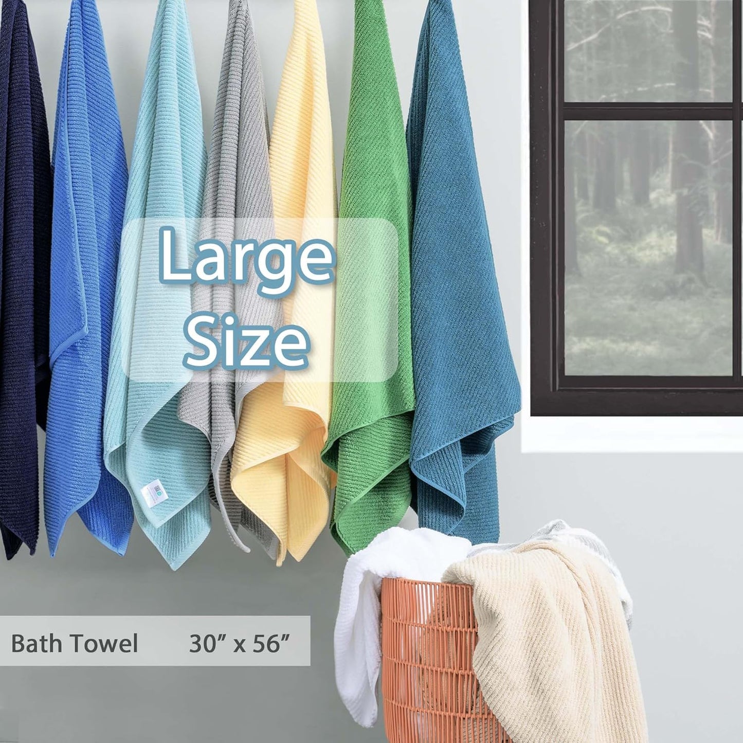 VOOVA & MOVAS Bath Towels Set of 4, Large 30" x 56" - 100% Cotton | Thick | Light Weight | Soft | Absorb | Quick Dry, Bath Towels Sets for Bathroom, Luxury Towel Gift Set, Deep Turquoise