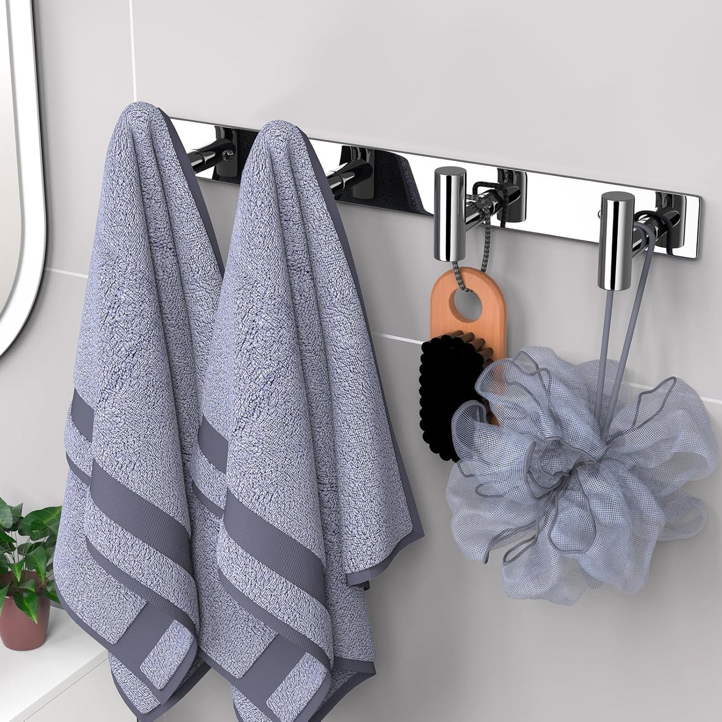 VAEHOLD Hat and Coat Wall Mount Rack - Hooks for Robes, Bags, Keys, and Towels - Bathroom Towel Hanger Organizer (Polished Chrome, “T“ Shape 4 Hooks 1 Pack)
