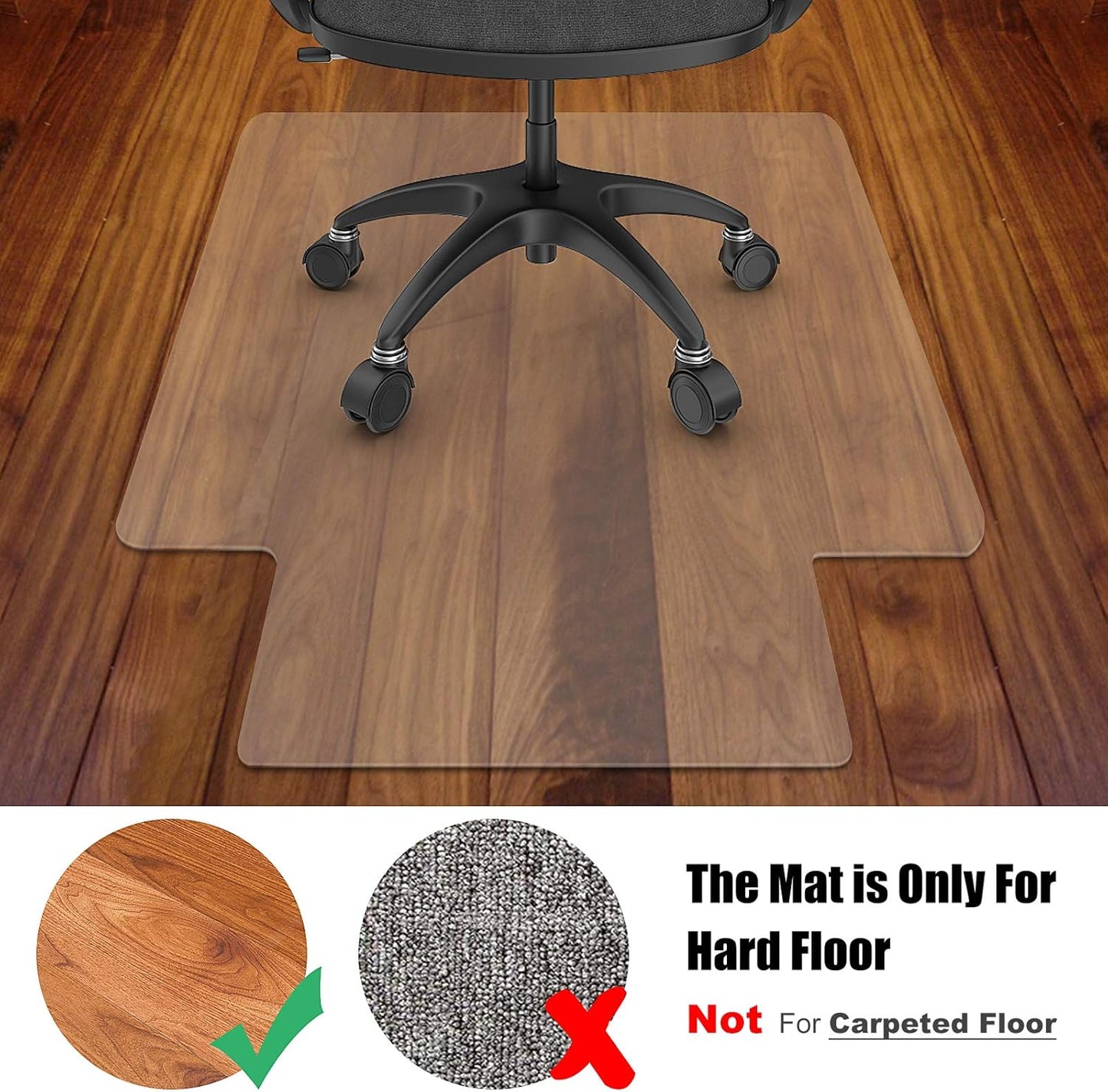 Azadx Office Chair Mat for Hardwood Floor and Tile Floor 30 x 48'', Plastic Mat for Office Chair Easy Glide on Hard Floors, Clear Desk Chair Mat for Wood Floors Heavy Duty