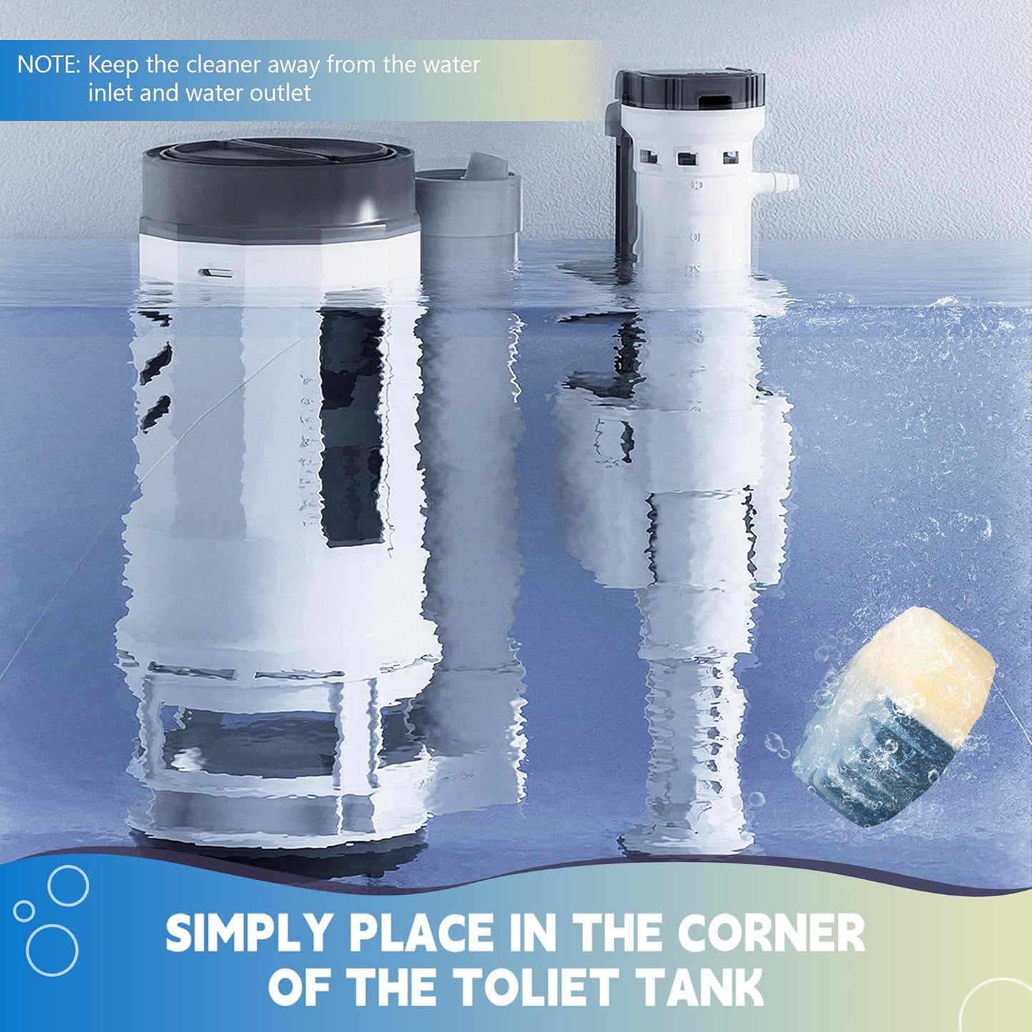 Toilet Bowl Cleaner Tablets, Automatic Toilet Bowl Cleaners, Long-Lasting Toilet Tabs Drop in Tank for Deodorizing & Descaling, Blue & Yellow, 12 Packs