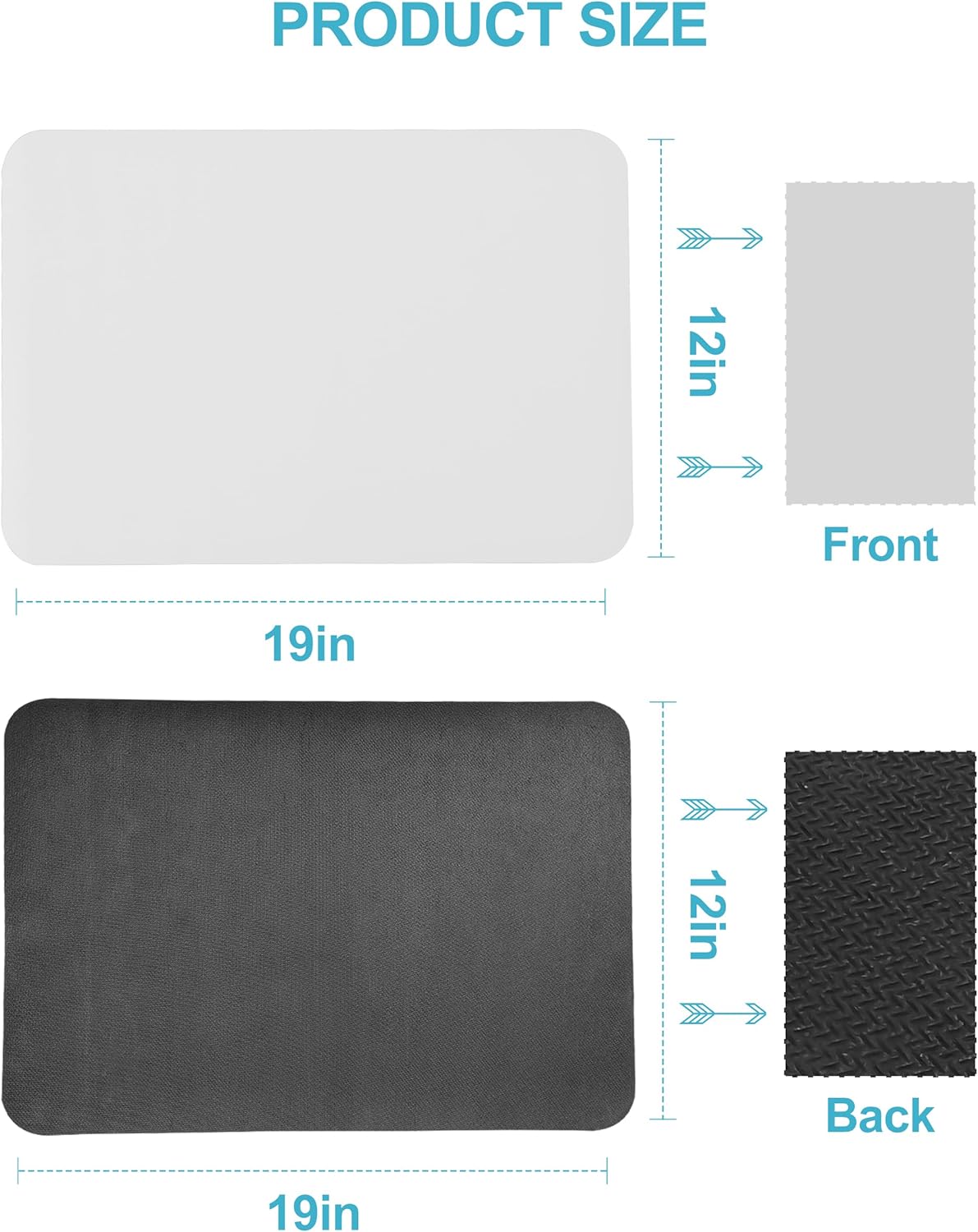 Dish Drying Mat for Kitchen Counter, 12"x19" Dish Drying Pad with Non-slip Rubber Backed, Hide Stain Anti Absorbent for Kitchen Counter, Drying Mat for Coffee Machine Dish Rack (Light Grey)