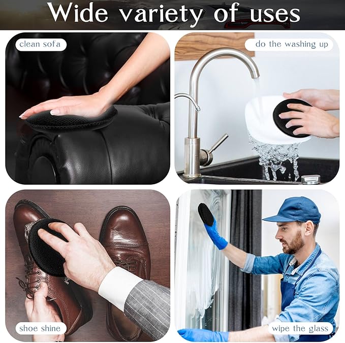 Tanlade 50 Pcs Car Detailing Microfiber Applicator Pad Wax Applicator Wash Microfiber Pads, 5 Inch Diameter (Black)