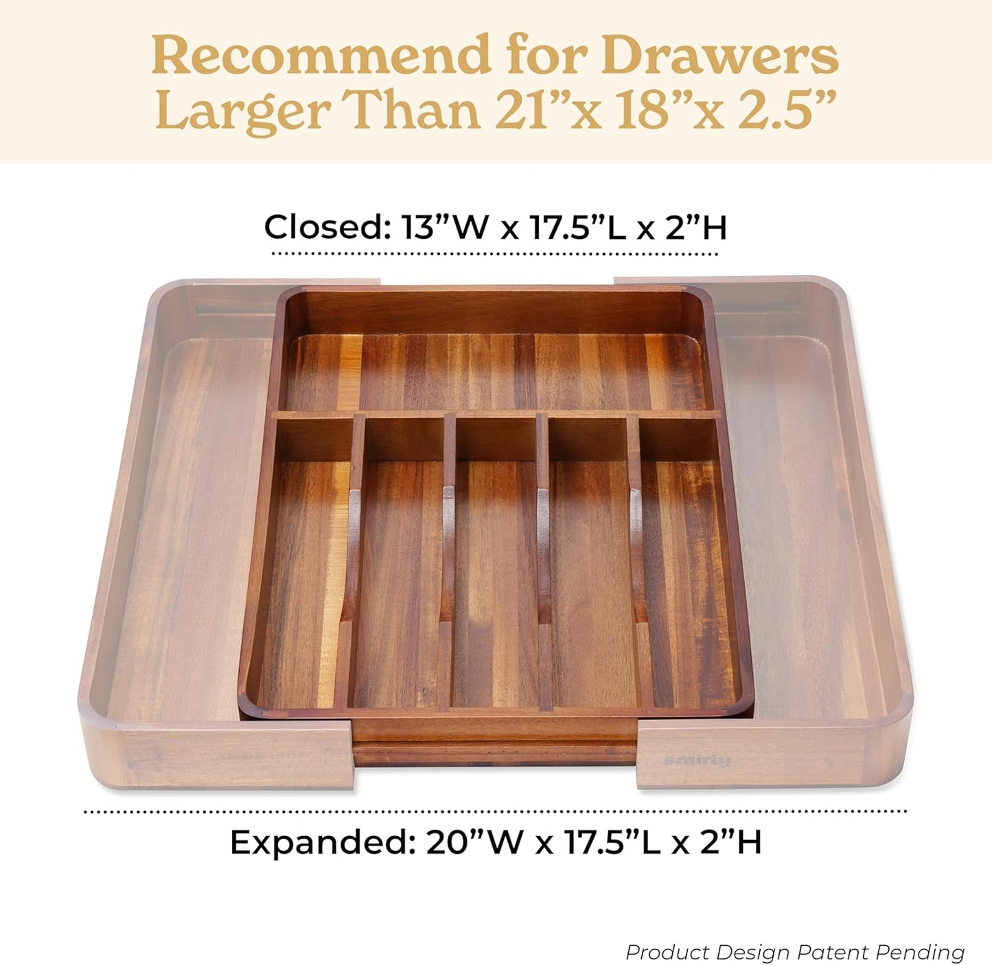 SMIRLY Silverware Drawer Organizer – Bamboo Kitchen Drawer Organizer, Adjustable Utensil Holder and Cutlery Tray, Drawer Dividers for Flatware and Kitchen Utensils