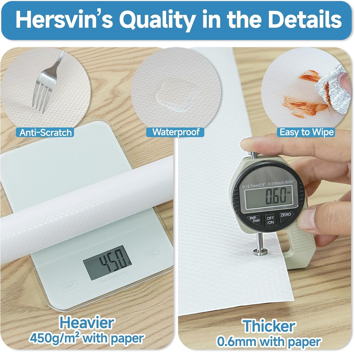 Shelf Liners 24 in x 20 ft Self-Adhesive EVA Drawer Mats, Cupboard Protector, Kitchen Cabinet Lining Fridge Liner (Clear Flat Dot, 61x610cm)