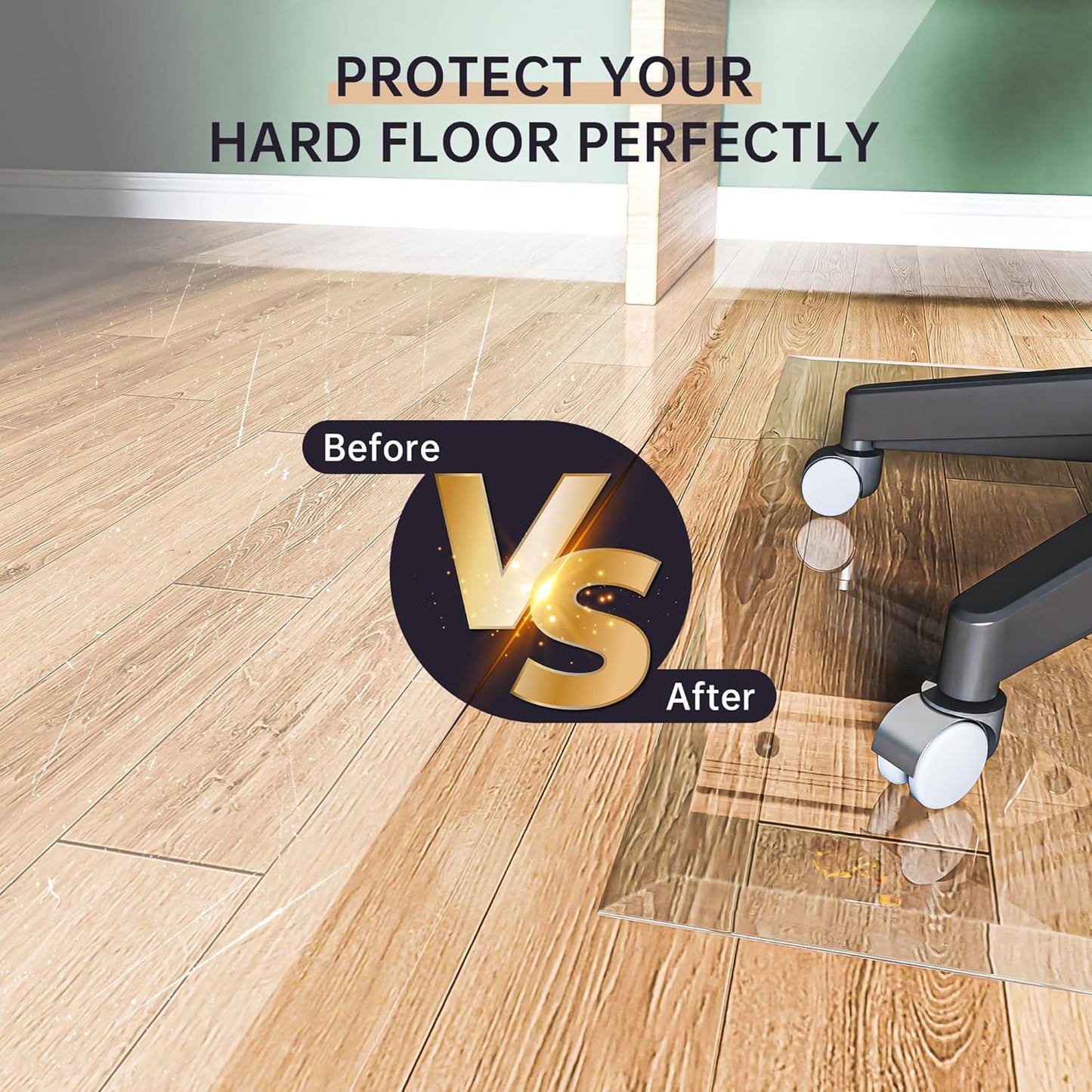 [Tempered Glass] 36“ x 36” Beveled Edge Glass Chair Mat with Polished Edge Clear Office Chair Mat, Glides Smoothly, Suitable for Carpet or Hardwood Floors