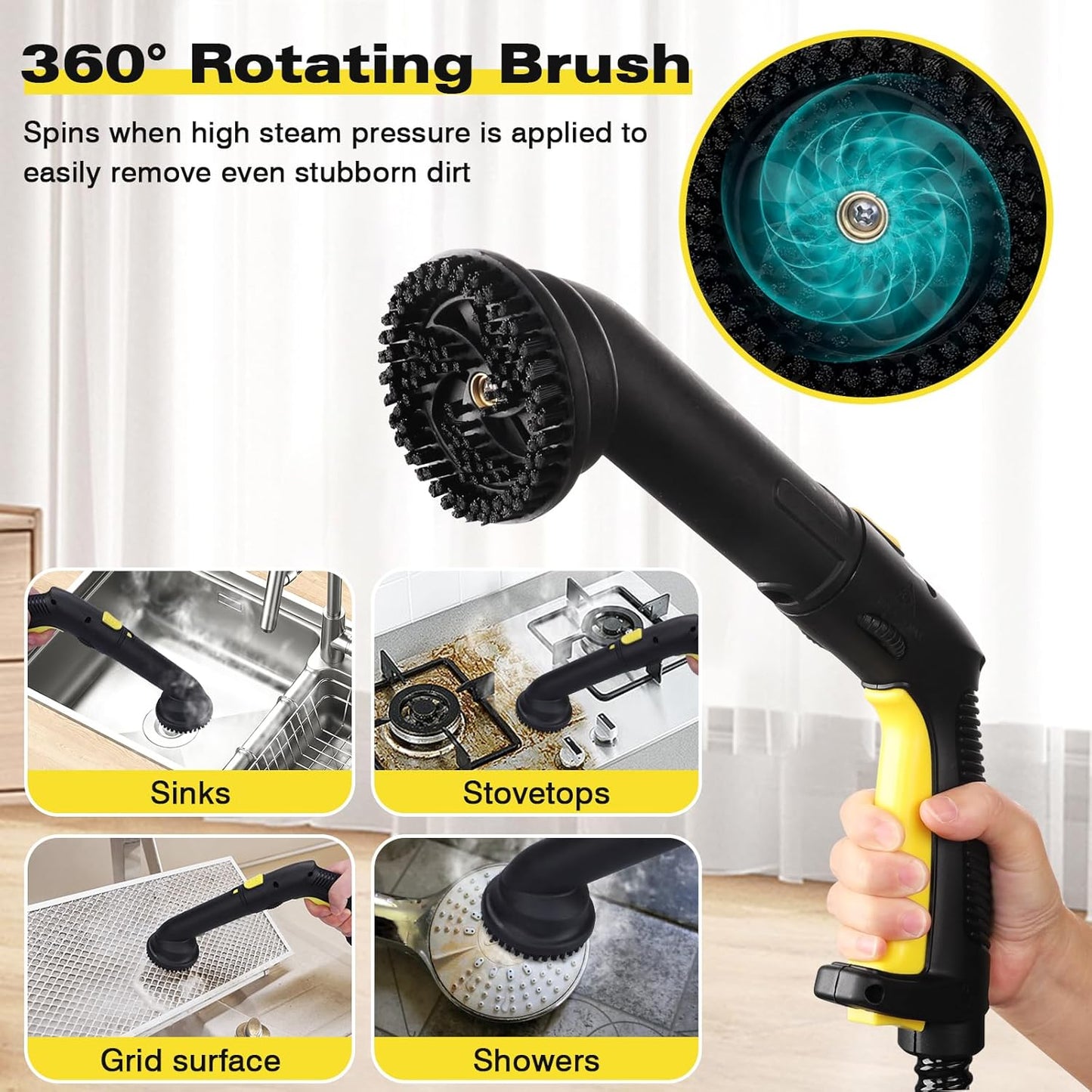 TVD Steam Cleaner, Heavy Duty Canister Steamer with 26 Accessories, Steam Mop with 5M Extra-Long Power Cord for Home Floor Cleaning, Grout, Upholstery, Car Detailing