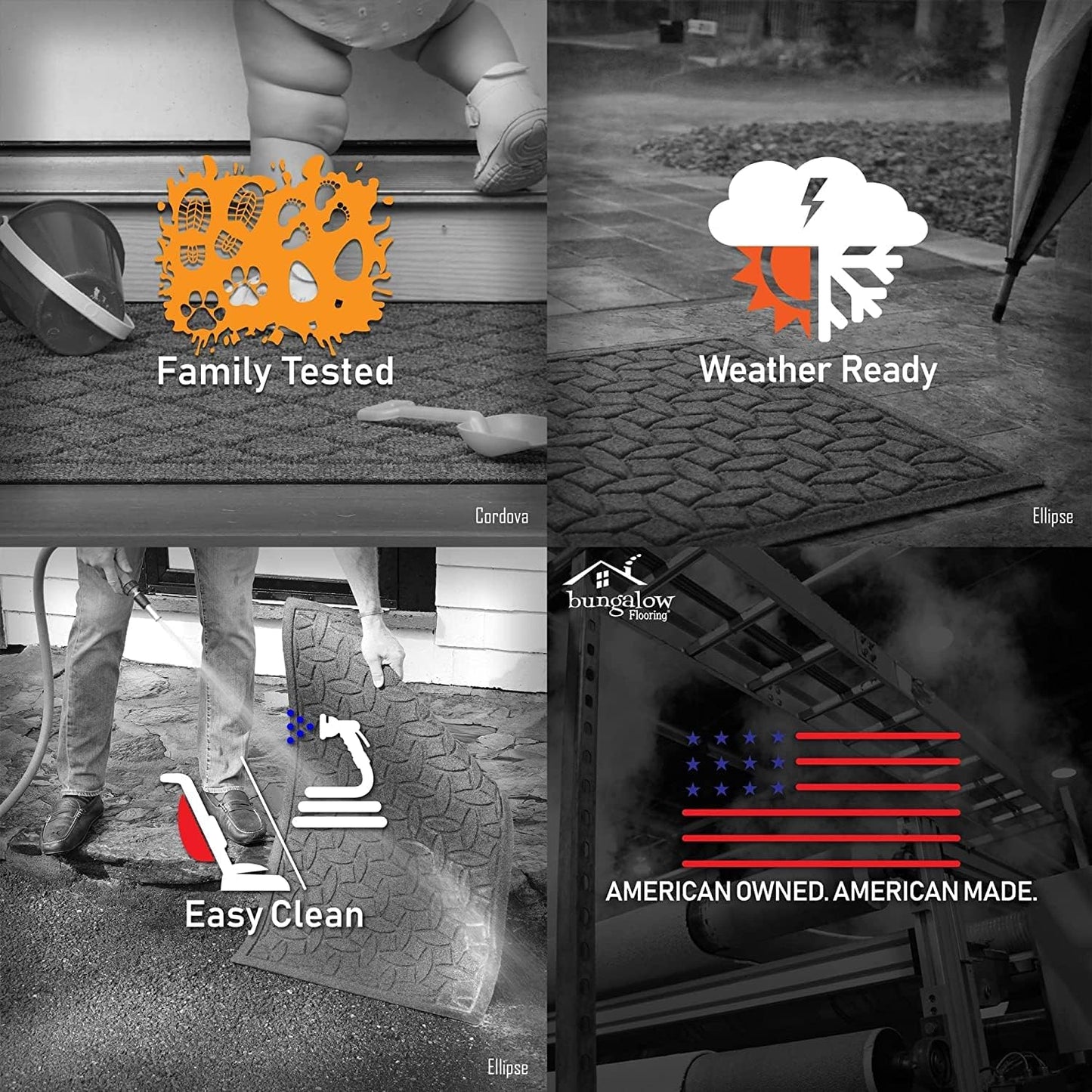 WaterHog Heavy Duty Runner Door Mat, 2' x 5', Made in USA, Durable & Skid-Resistant Entryway Mat, Water-Trapping, Indoor/Outdoor Decorative Floor Covering, Cordova Collection, Evergreen