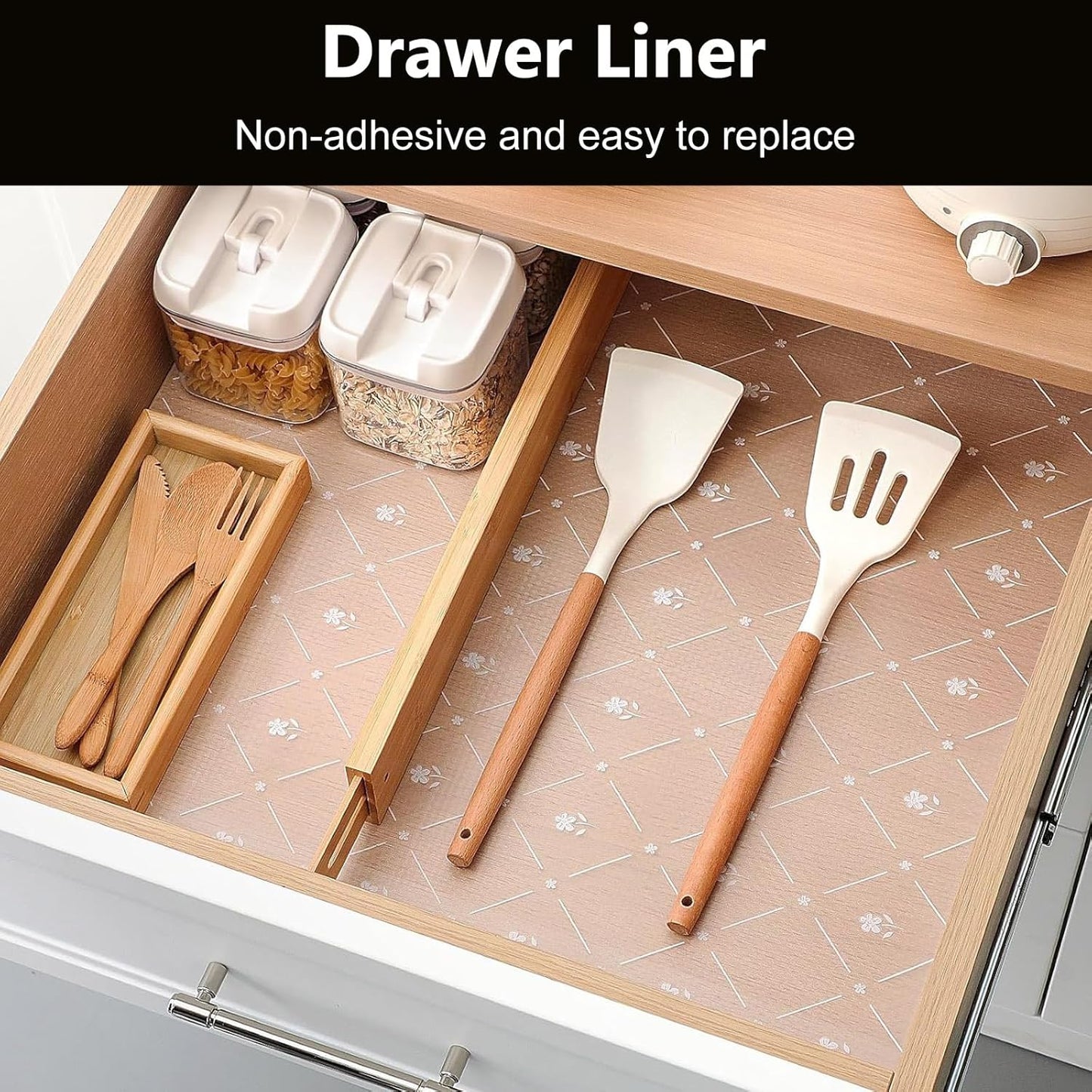 INNOLITES Shelf Liners for Kitchen Cabinets, Non Adhesive Drawer Cabinet Liner, Waterproof Oil-Proof Non-Slip Shelf Liner for Kitchen Pantry Refrigerator 17.7" x 197"