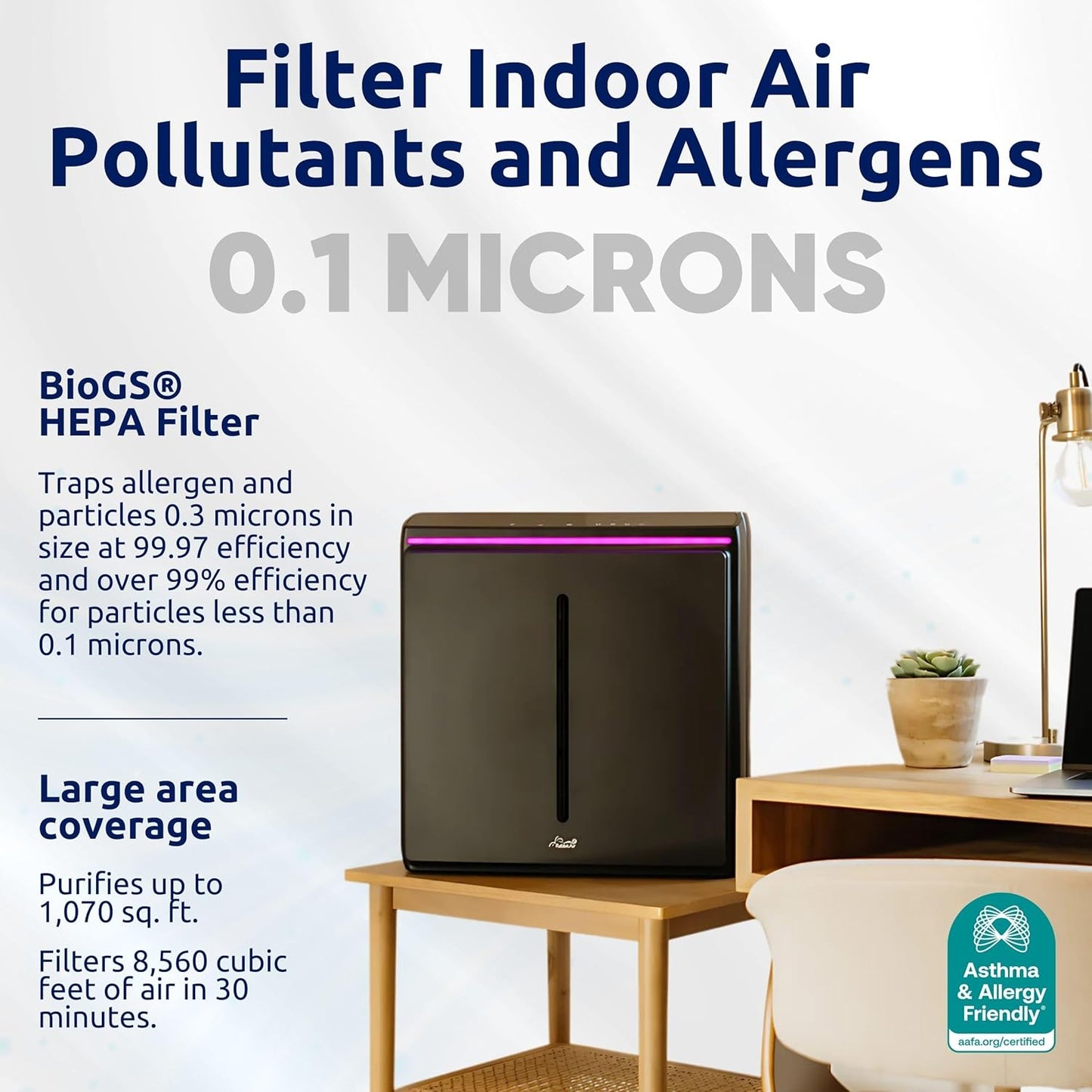 Rabbit Air, A3 SPA-1000N Air Purifiers for Home, Ultra Quiet HEPA Air Purifier - Wall Mountable Air Purifiers for Home Large Room, Allergies, Dust, Mold, Smoke & VOCs - (Black, Pet Allergy Filter)
