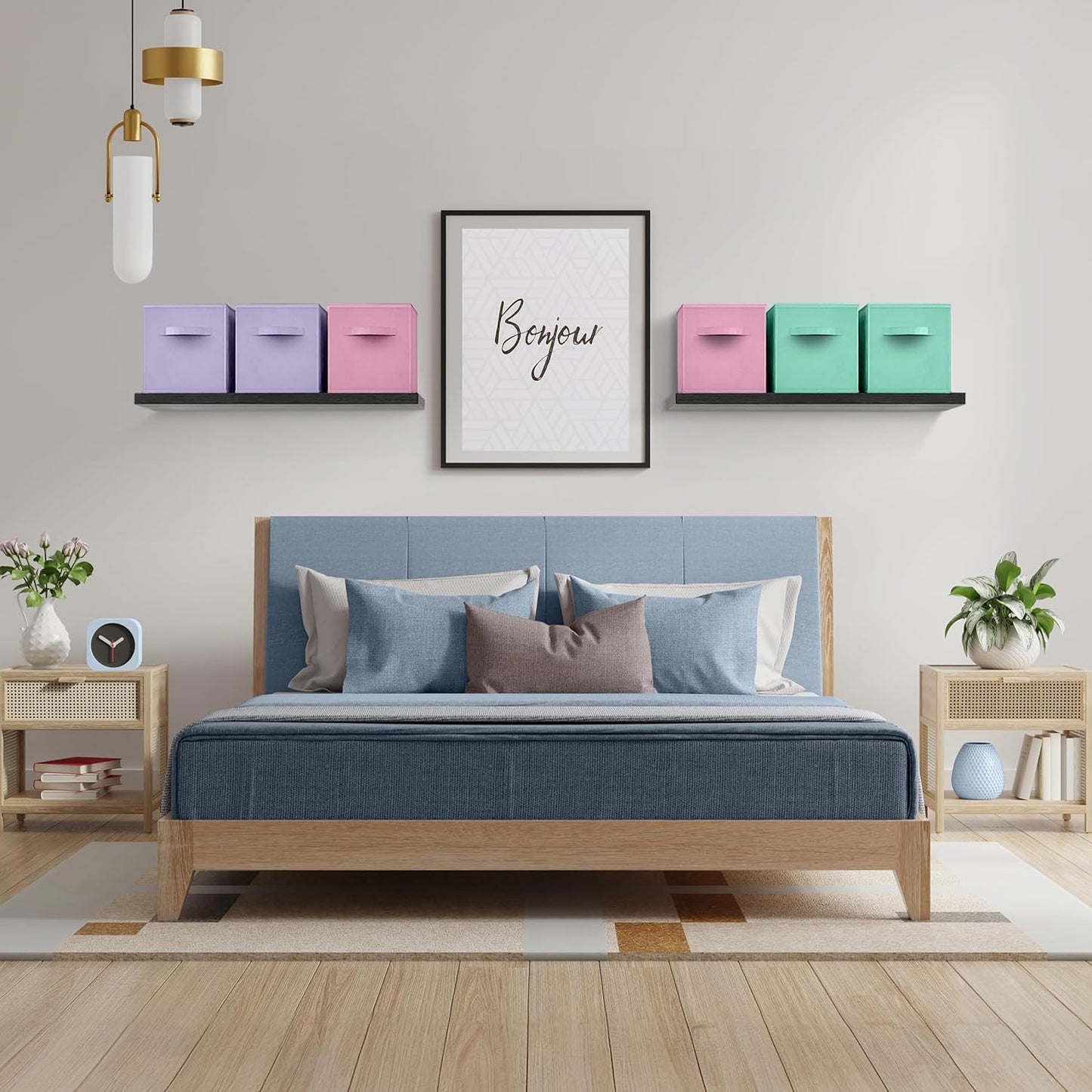 Sorbus Fabric Storage Cubes - 6 Foldable Storage Bins for Organizing Pantry, Cubbies, Toy Box - Clothes Storage & Closet Organizer - 13 Inch Collapsible Cube Baskets for Shelves with Handle