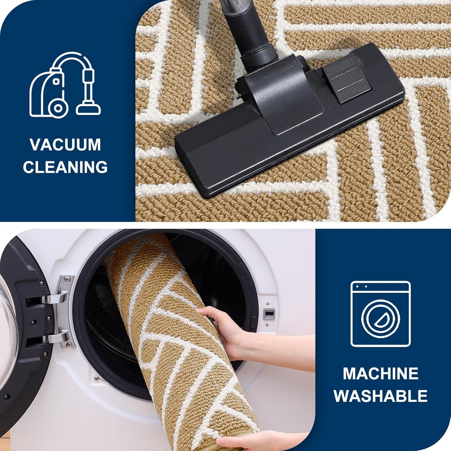 OLANLY Indoor Door Mat, 32x20 Inch, Dirt Resistant and Absorbent, Non-Slip Rubber Backing Floor Mats, Easy Clean Low-Profile Doormat for Entryway, Front Door, and Inside Entrance, Beige