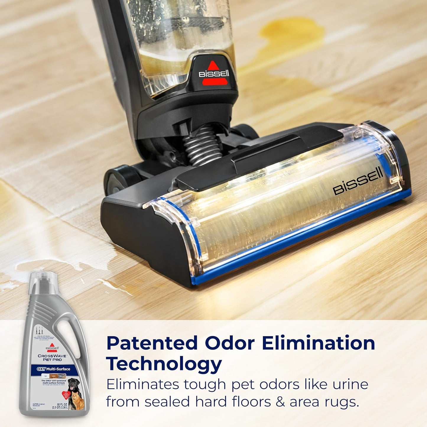 Bissell CrossWave PET PRO OXY Multi-Surface Formula, 4019G, 80 oz, Removes Stuck-On Stains like Dirt, Grease, and Grime from Sealed Hard Floors and Grout, Patented Odor Elimation Technology