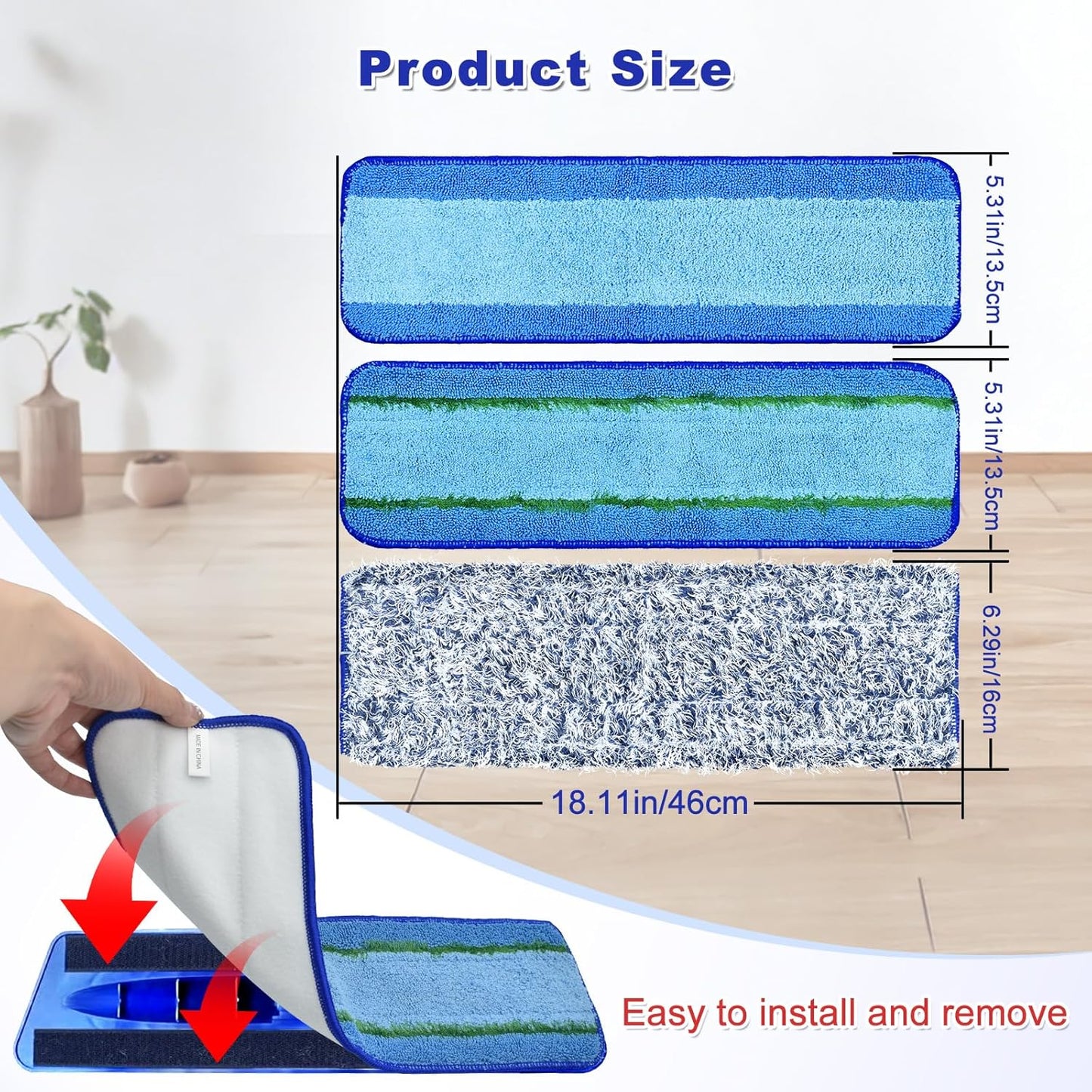 6 Pack Microfiber Cleaning Replacement Pad for Bona Mop,Washable Reusable Microfiber Cleaning Mop Pad for Hardwood Floor,Wet Dry Use,2 Deep Cleaning Pad+2 Microfiber Cleaning Pad+2 Dusting Mop Pad
