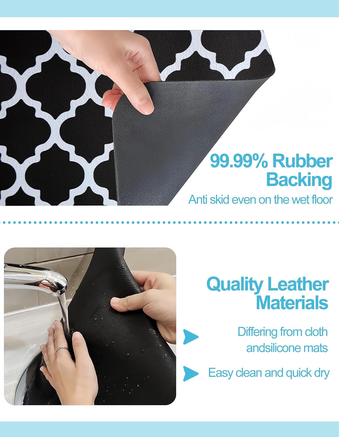 Dish Drying Mat for Kitchen Counter, 16"x24" Dish Drying Pad with Non-slip Rubber Backed, Hide Stain Anti Absorbent for Kitchen Counter, Drying Mat for Coffee Machine Dish Rack (Black Trellis)