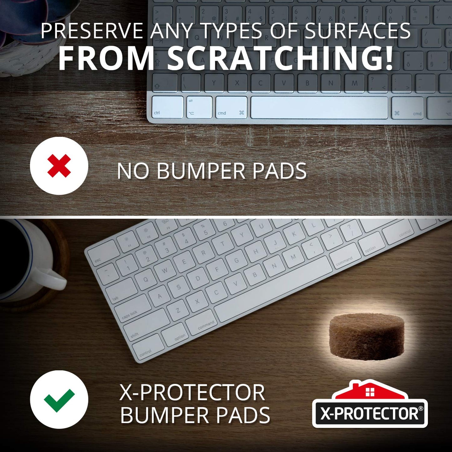 Cabinet Door Bumpers X-Protector 100 PCS – Small Felt Pads 3/8” – Ideal Brown Felt Bumpers – Self-Adhesive Thick Felt Dots – Bumper Pads to Protect Glass & Other Surfaces!