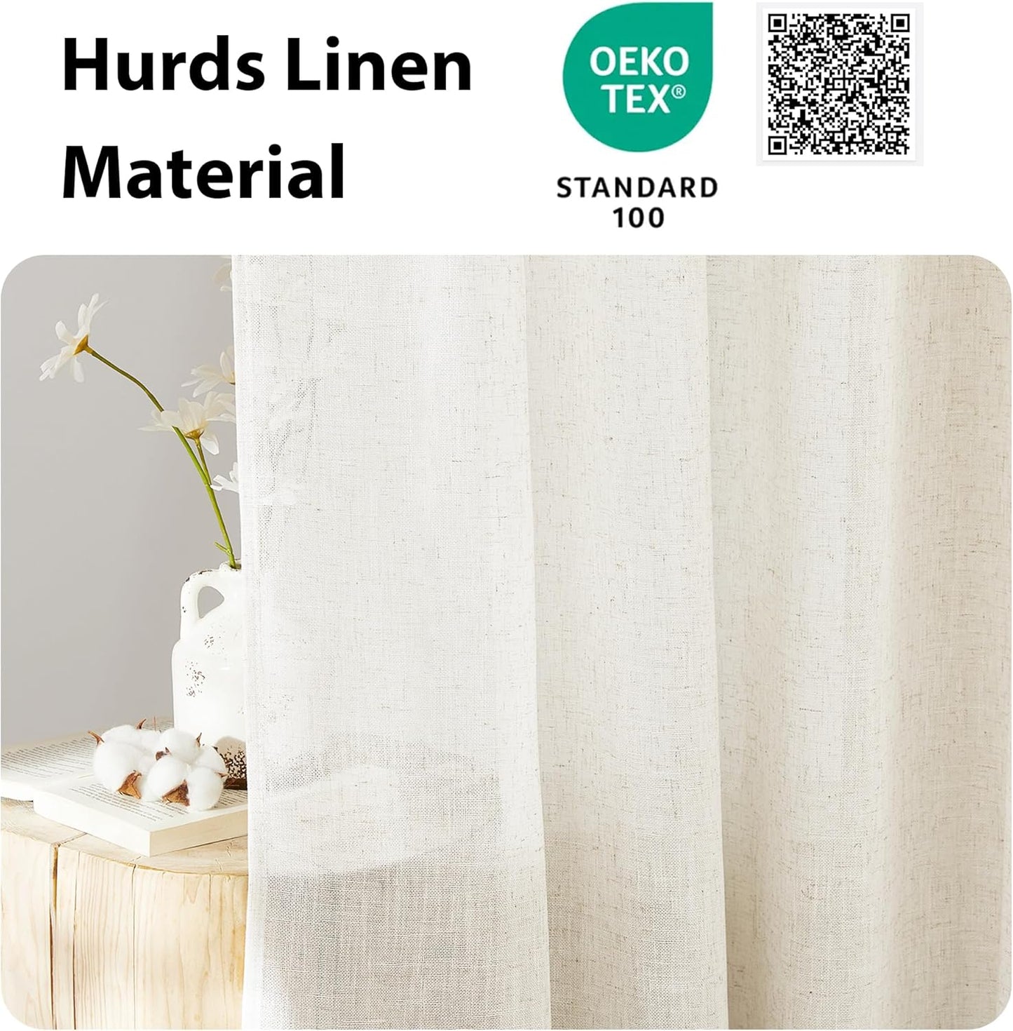 NICETOWN Front Door Curtain - Soft Beige Linen Weave Pattern Door Shade for Windows Light Filtering Rod Pocket French Window Cover for Entryway/Garage with Tieback, 1 Panel, 26" W x 40" L