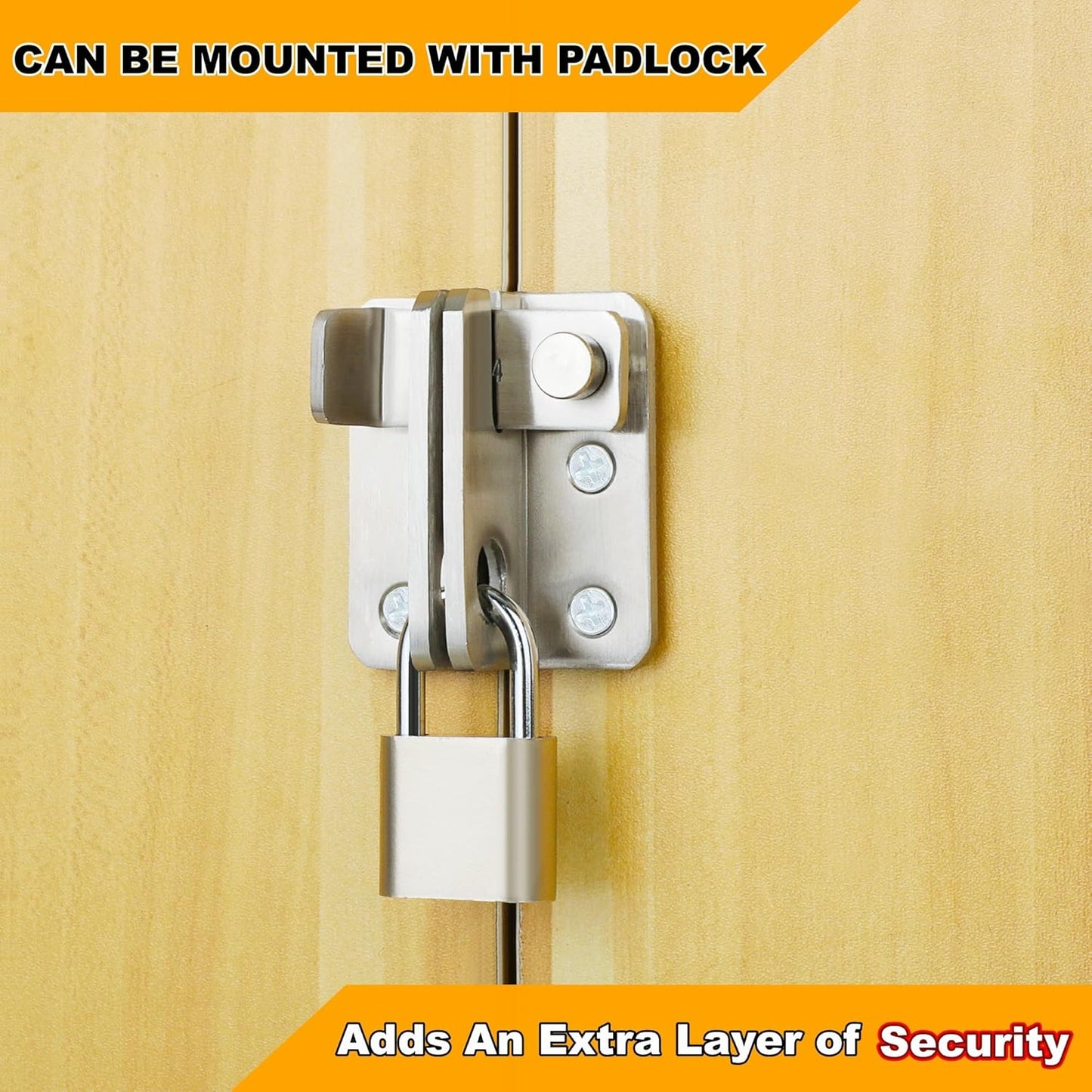 Alise Flip Latch,Gate Latches Safety Door Lock Catch for Barn Cabinet Pet Cage Wood Fence Bathroom Garage Window,SUS304 Stainless Steel Gate Hardware Locks,Brushed Nickel MS3006R-304-LS