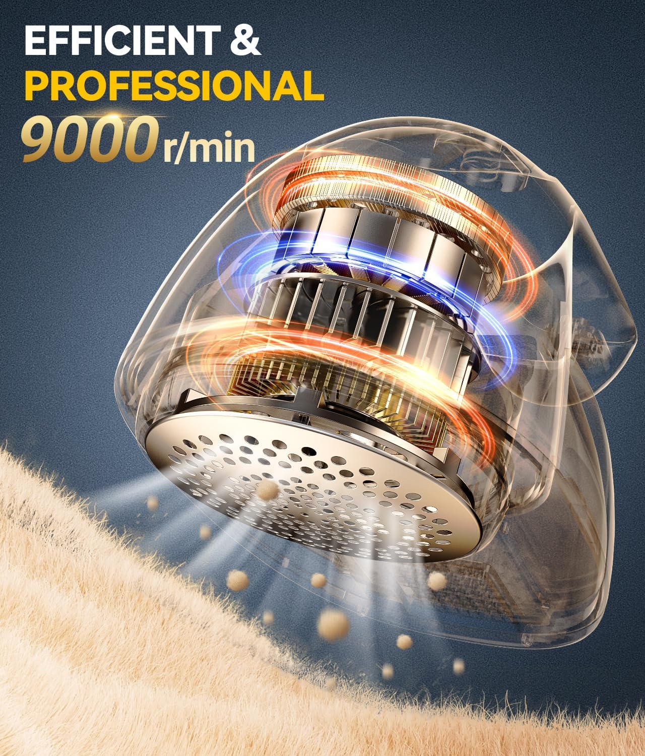 Rechargeable Fabric Shaver and Lint Remover, 3-Speed Adjustable Sweater Shaver with 6-Leaf Replaceable Stainless Steel Blades, 2.6Inch Large Mesh, Removable Bin for Clothes Fuzz, Lint, Pills, Bobbles