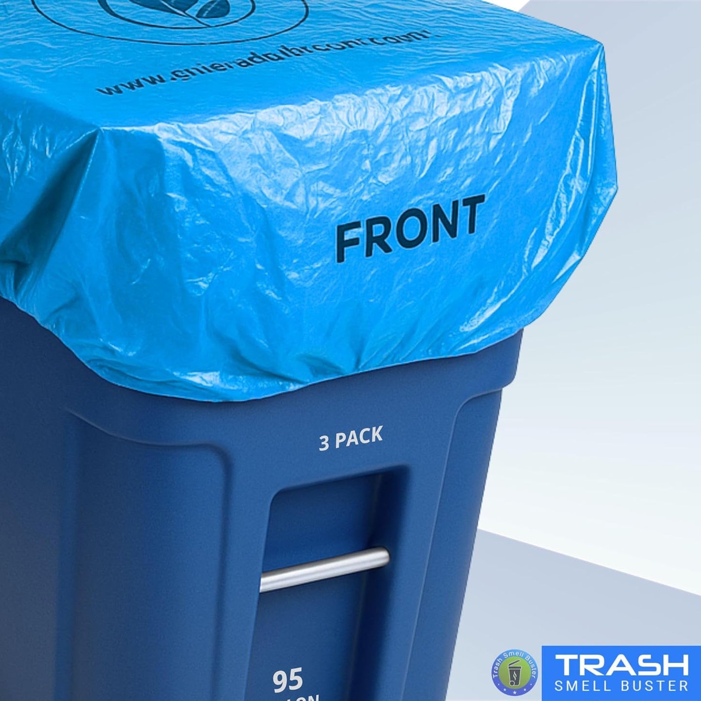 95 Gallon Trash Can Cover Odor Eliminating Bag with Elastic Band Chemical Free Durable Outdoor Garbage Deodorizer 3 Pack