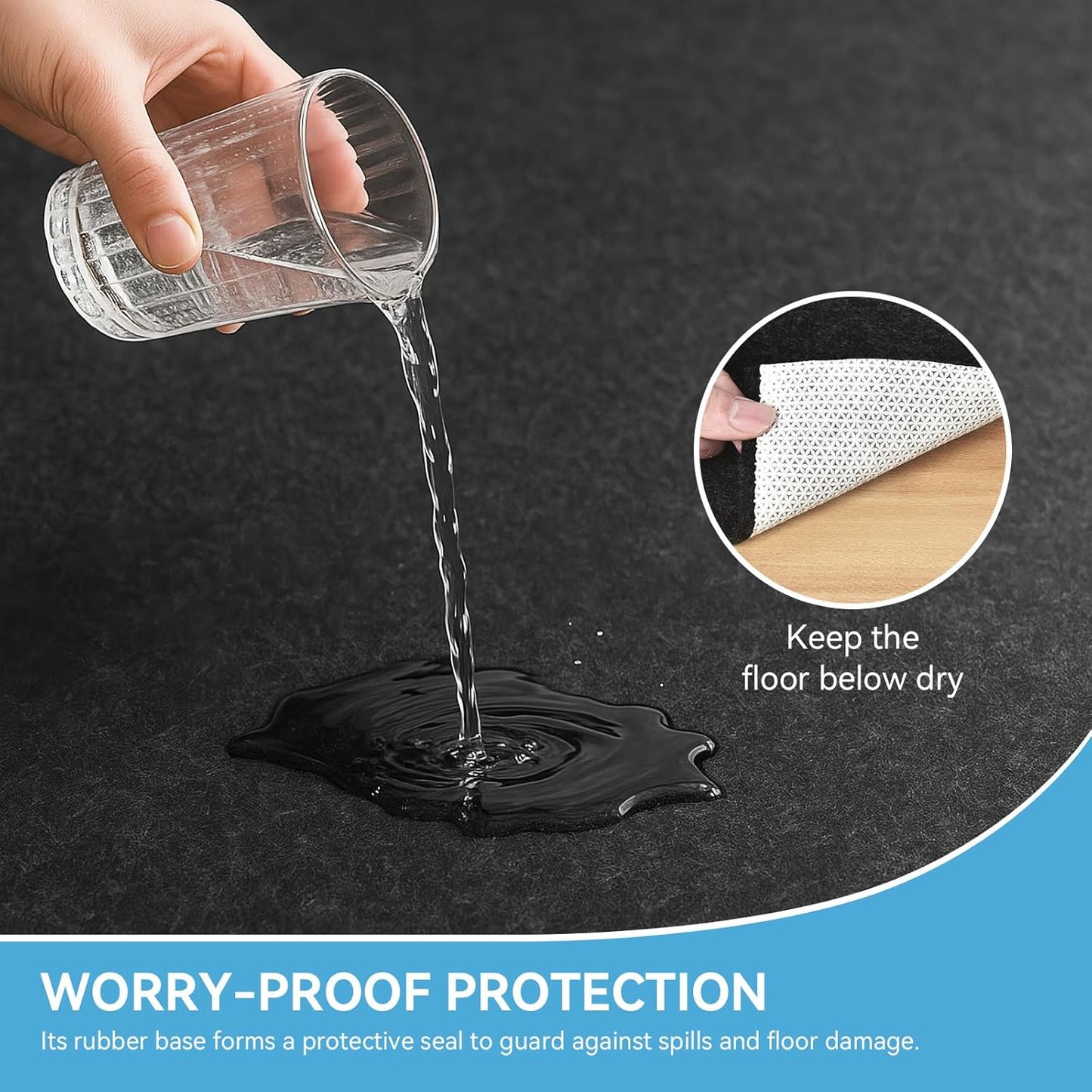 Warmstar 9x12 FT Non Slip Rug Pad,100% Waterproof Felt Rug Pad for Hardwood Floors,1/8” Thick Soft Carpet Pad with Natural Rubber Backing, Secure Grip & Floor Protection