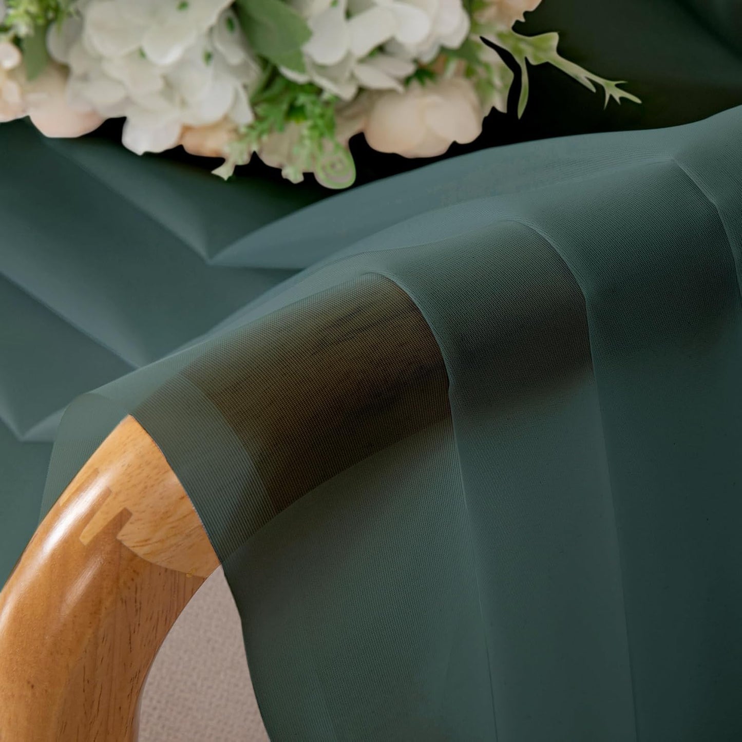 Chyhomenyc Hunter Green Sheer Curtains 45 Inch Long 2 Panels, Short Voile Drapes for Dinning Small Windows Bathroom Living Room Bedroom, Rod Pocket, 42Wx45L Inches