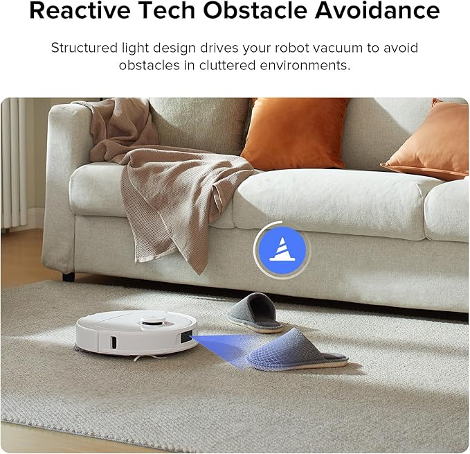 roborock Qrevo Plus Robot Vacuum and Mop with FlexiArm Design Edge Mopping, Self-Emptying, 10 mm Liftable Mops, Auto Mop Washing & Drying, Reactive Tech Obstacle Avoidance, 7,000 Pa Suction, White