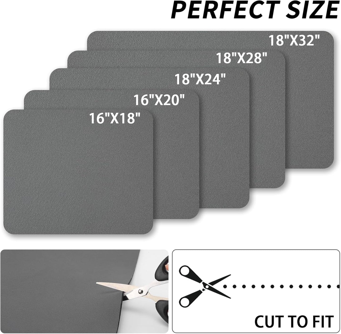 Dish Drying Mat for Kitchen Counter, Heat Resistant Drainer Mats with Non-slip Rubber Backed, Hide Stain Kitchen Super Absorbent Draining Mat, Easy to Clean Dish Rack Pad, Dark Grey 16"x20"