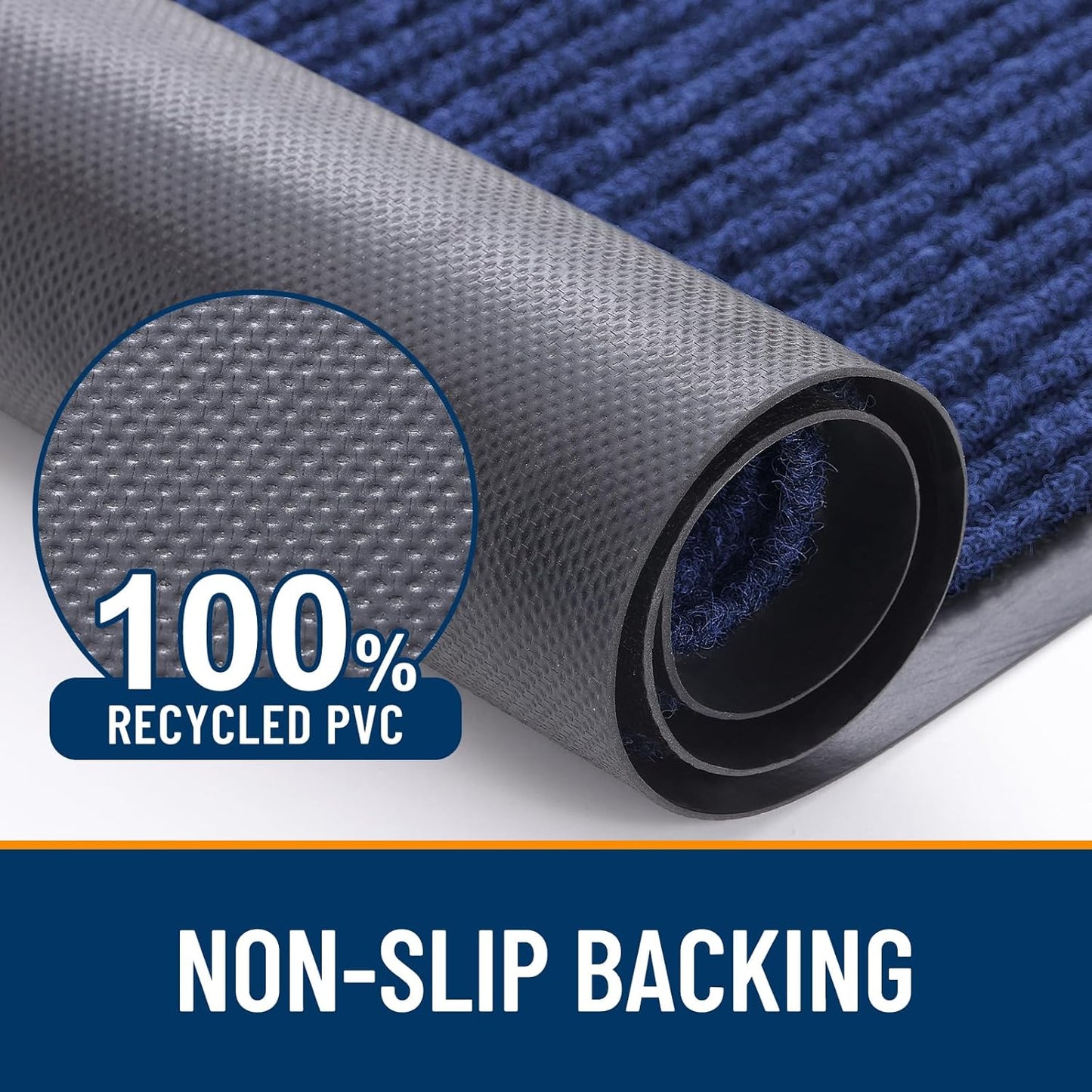 OLANLY Front Door Mat Indoor Outdoor Entrance, Waterproof Heavy Duty Doormat, Fade Resistant, Low Profile, Easy Clean Patio Porch Welcome Floor Mats for Entry, 59x20, Blue