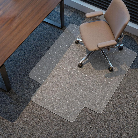 Kuyal Office Chair Mat for Carpet, 45x53 Clear Heavy Duty Computer Chair Mat with Lip, Under Desk Protector Carpeted Floors Mat, Easy Chair Movement,Ship Flat