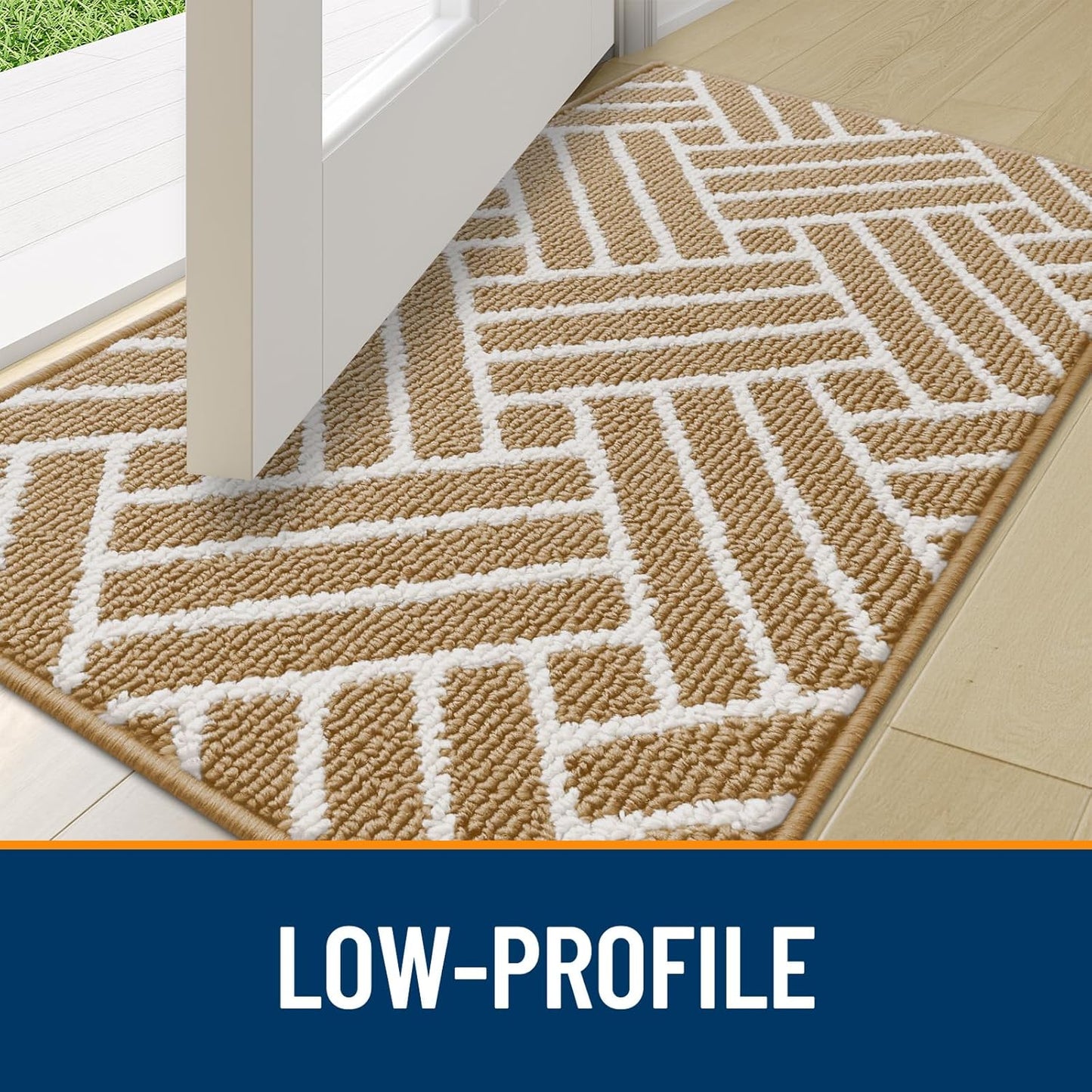 OLANLY Indoor Door Mat, 32x20 Inch, Dirt Resistant and Absorbent, Non-Slip Rubber Backing Floor Mats, Easy Clean Low-Profile Doormat for Entryway, Front Door, and Inside Entrance, Beige