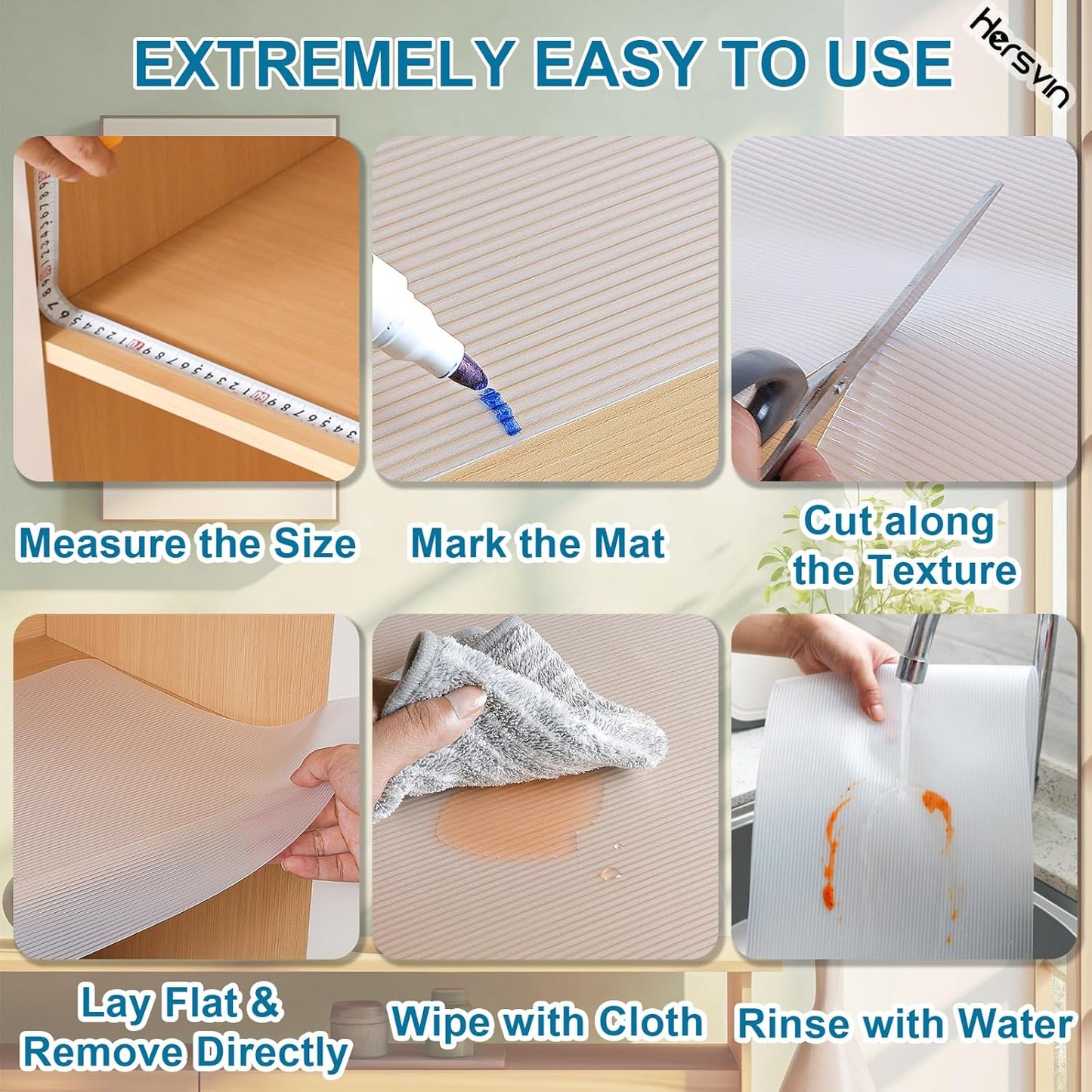 Shelf Liners 12 in x 20 ft EVA Drawer Mats, Non-Adhesive Cupboard Protector, Kitchen Cabinet Lining Fridge Liner (Clear Stripe, 30.5x610cm)