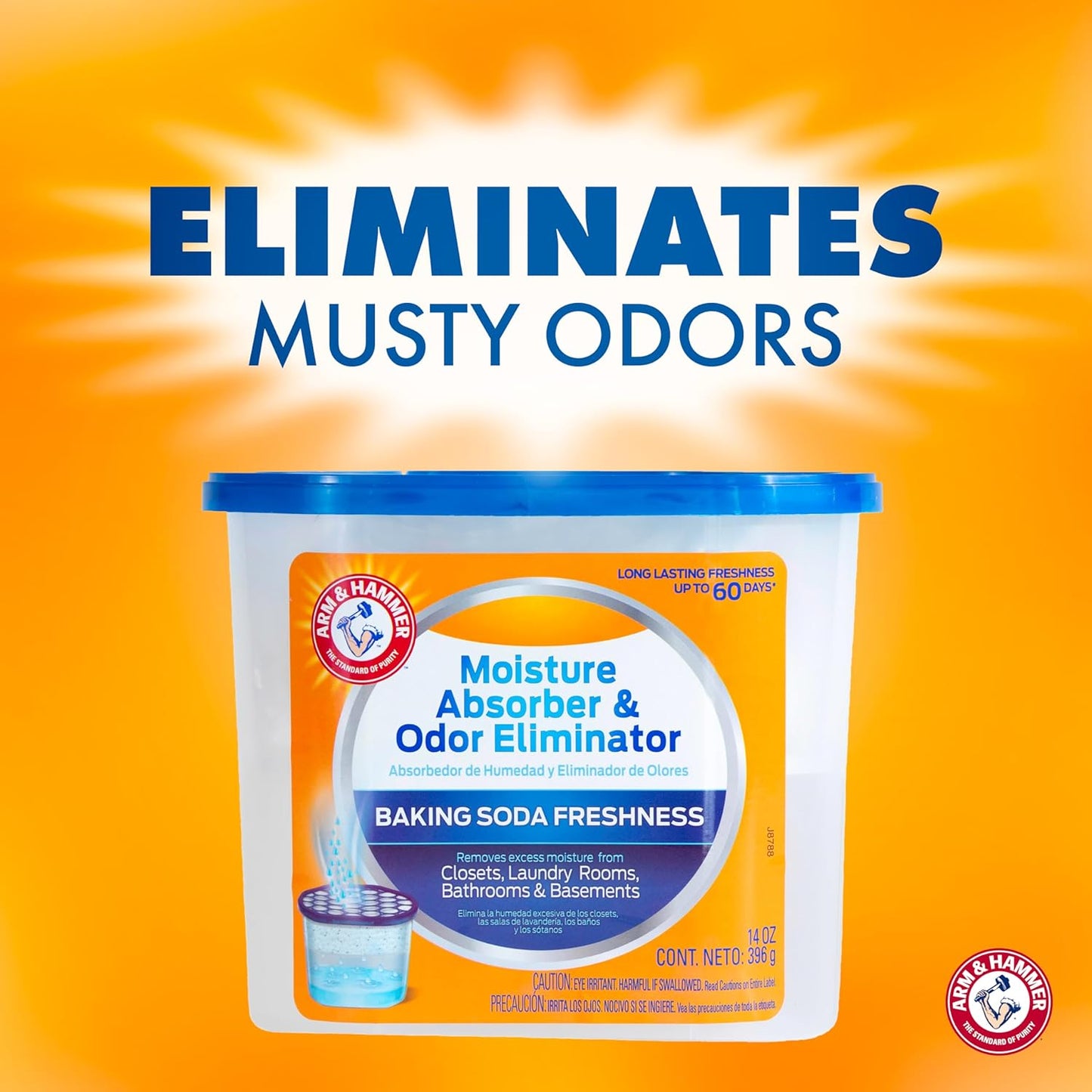 Arm & Hammer Fragrance Free Refillable Moisture Absorber and Odor Eliminator 14 oz. Tub