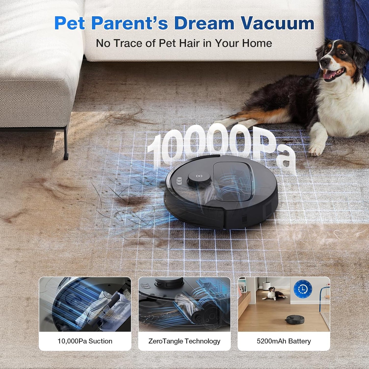 ECOVACS DEEBOT N30 Omni Robot Vacuum and Mop, 10000Pa Suction, TruEdge Adaptive Edge Mopping, ZeroTangle 2.0 Technology, Hot Air-Drying, Self-Emptying, Auto-Lift Mopping, Obstacle Avoidance