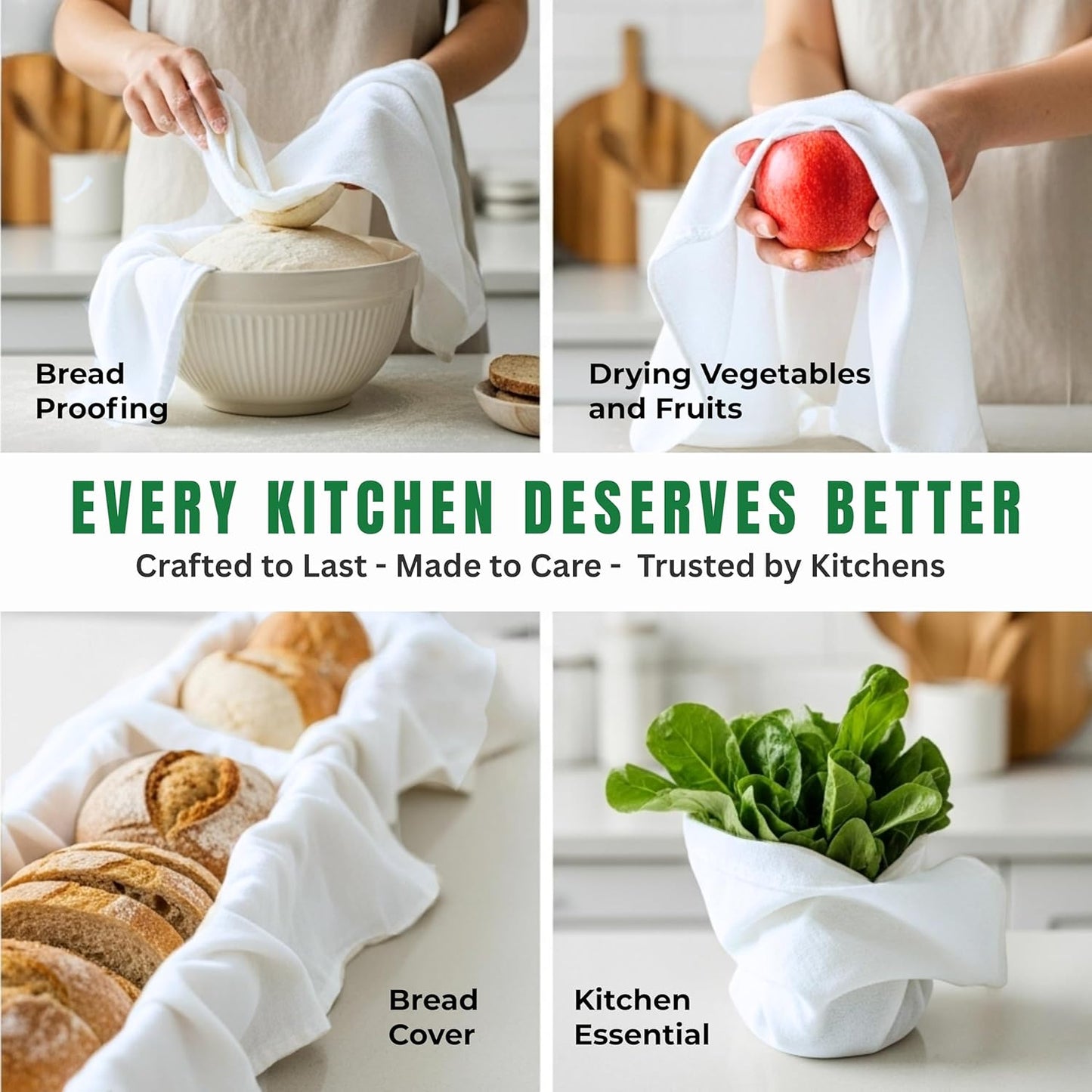 Flour Sack Towels| Tea Towel for Crafts| Kitchen Dish Cotton Blank Towel for Embroidery |Baking Bread Proofing Linen Cover| Thick Absorbent Quick Dry| 6 Pack 18"x28" White