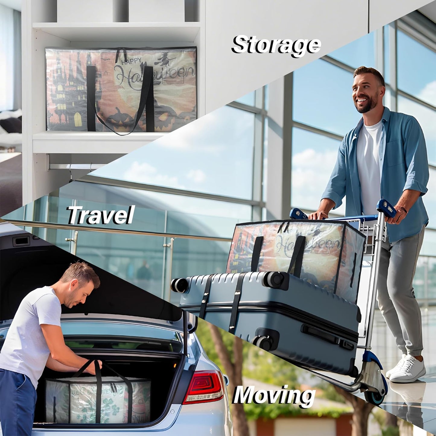 Heavy Duty 93L (24.5 Gallon) Stackable Storage Bins with Fully Openable Lids,Moving Bags Heavy Duty, Clear Plastic Totes for Moving Storage, Home Organization, Closet, Dorm Room. 8 pack