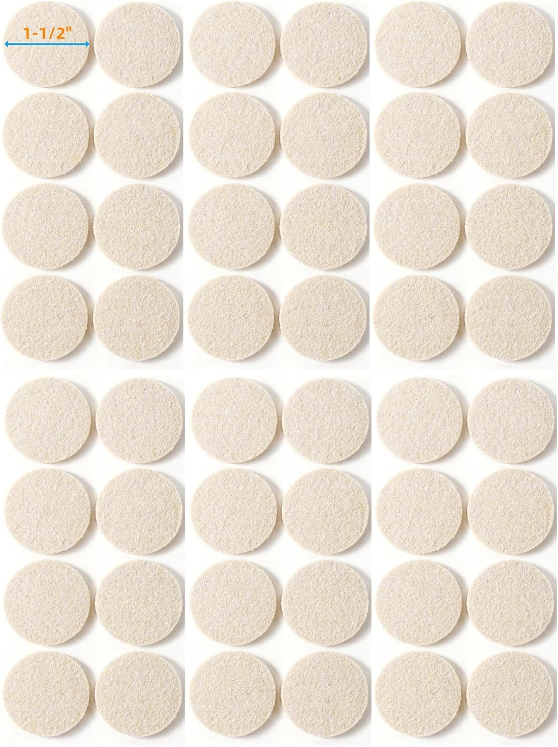 Furnigear Felt Furniture Pads for Hardwood Floors - Self Adhesive Chair Felt Pads, Floor Protector for Furniture Feet, Furniture Sliders Moving Furniture Smoothly - Anti Scratch 48 Pcs 1-1/2" Round