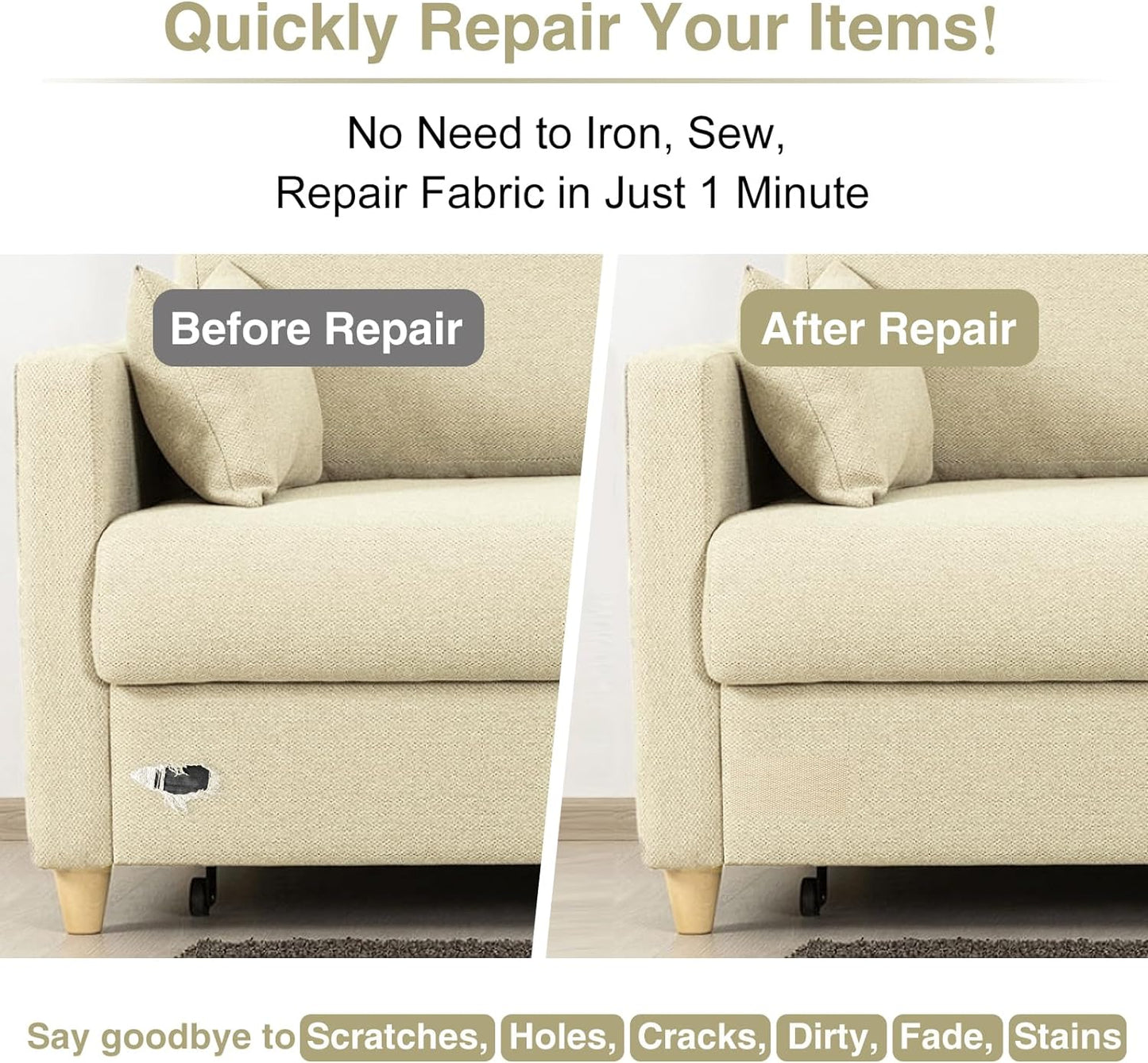 Canvas Repair Tape 4×70 Inch Waterproof Self-Adhesive Fabric Repair Patch for Repairing Boat Covers,Tents,Patio Umbrellas,Car Seats,Luggage,Sofas.(White)