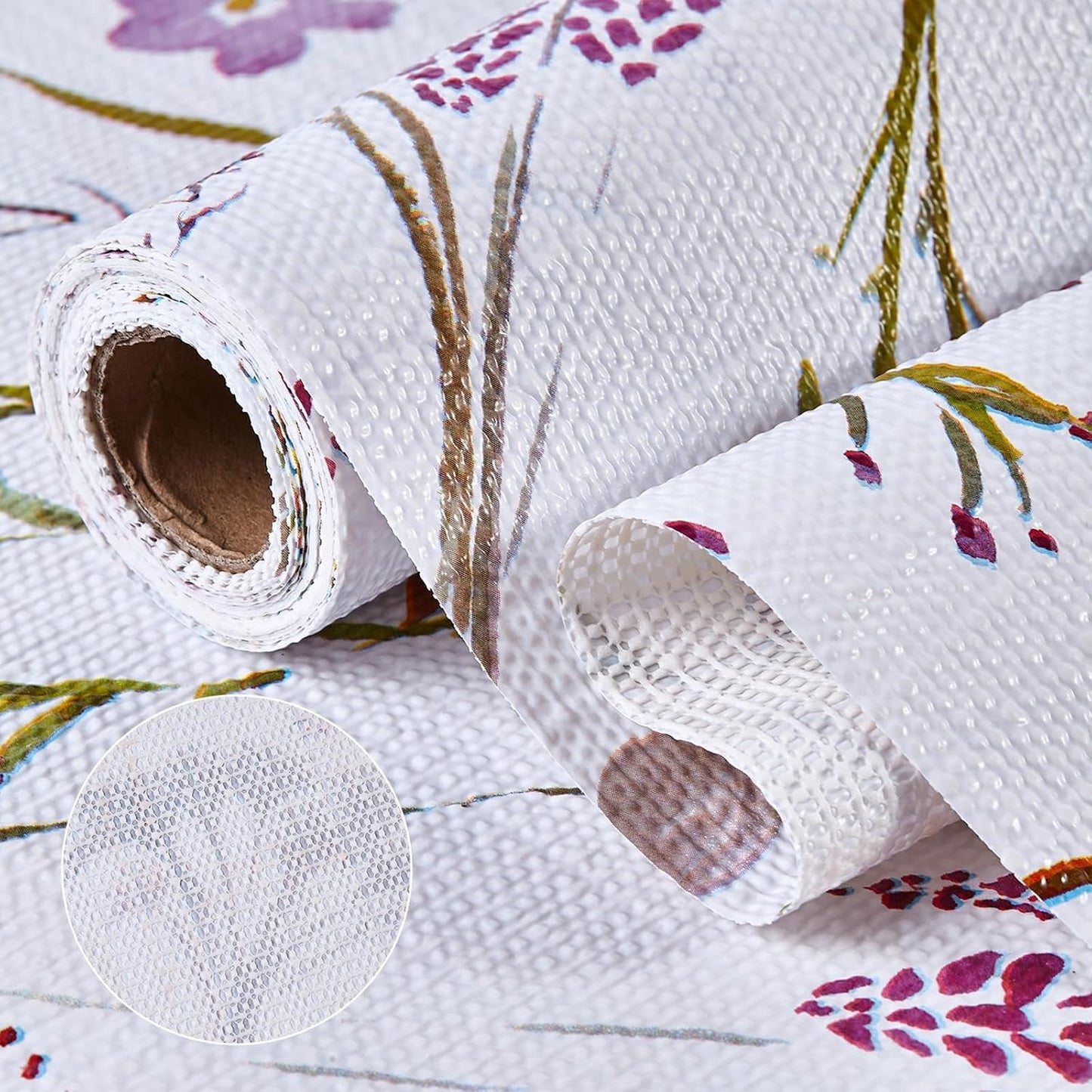 Drawer and Shelf Liner for Kitchen Cabinets, Non Adhesive, Non Slip Drawer Liner Shelf Paper for Kitchen, Waterproof Floral Shelf Liner (Colorful Floral, 18INx20FT)