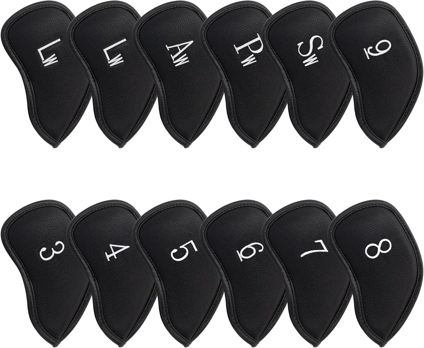 Golf 12pcs Thick Synthetic Leather Golf Iron Head Covers Set Headcover Fit All Brands Callaway Ping Taylormade Cobra Etc. Also Custom Name
