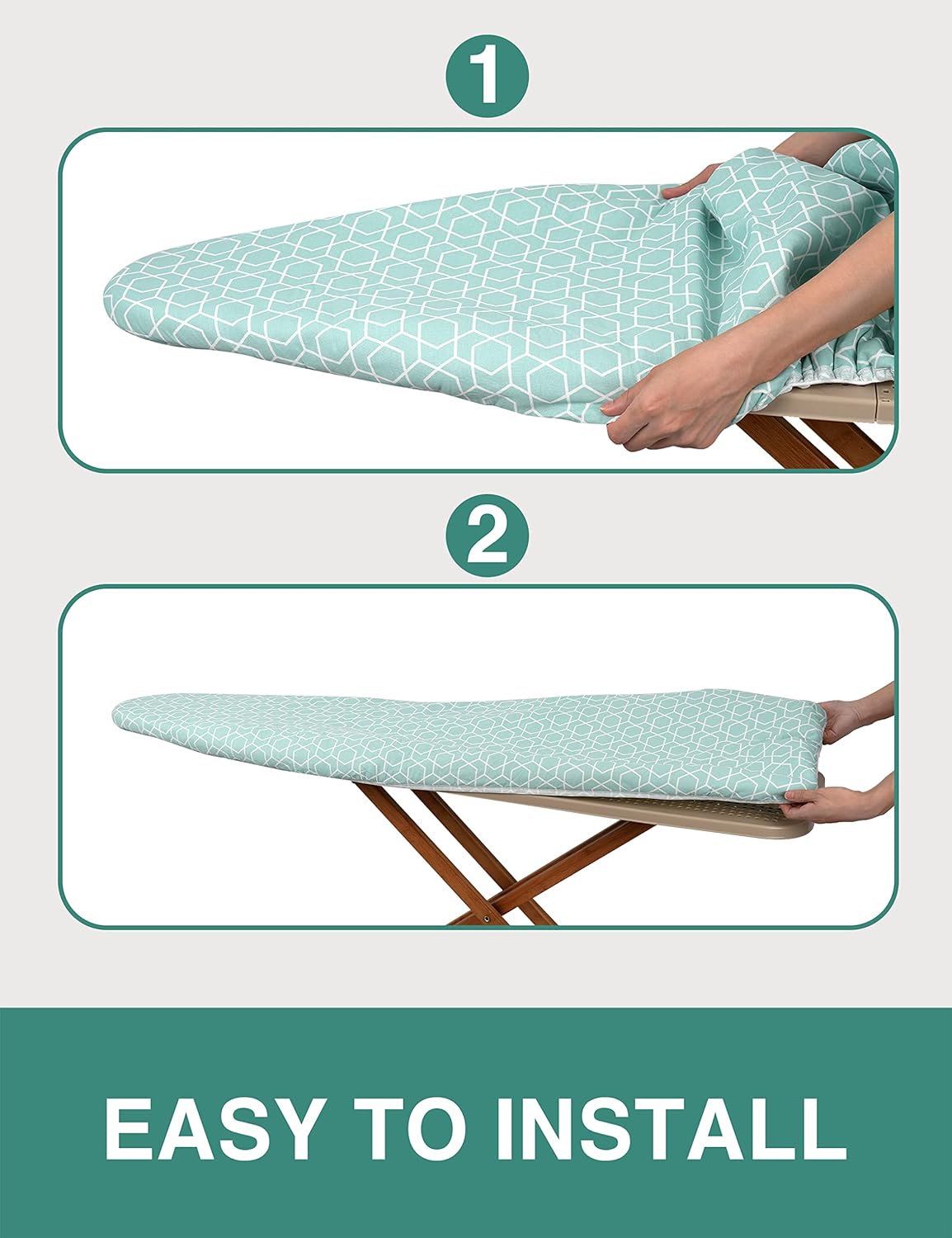 Extra Thick Ironing Board Cover and Pad,15x54 Reflective Silicone Ironing Board Cover Resist Scorching and Staining Standard Size Ironing Board Covers with Padding Elastic Edges 4 Fasteners