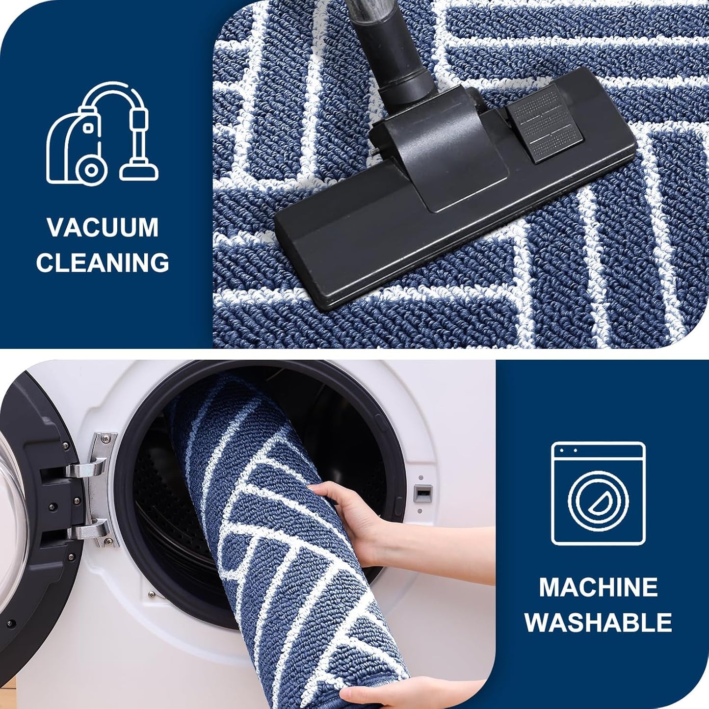 OLANLY Indoor Door Mat, 40x32 Inch, Dirt Resistant and Absorbent, Non-Slip Rubber Backing Floor Mats, Easy Clean Low-Profile Doormat for Entryway, Front Door, and Inside Entrance, Navy