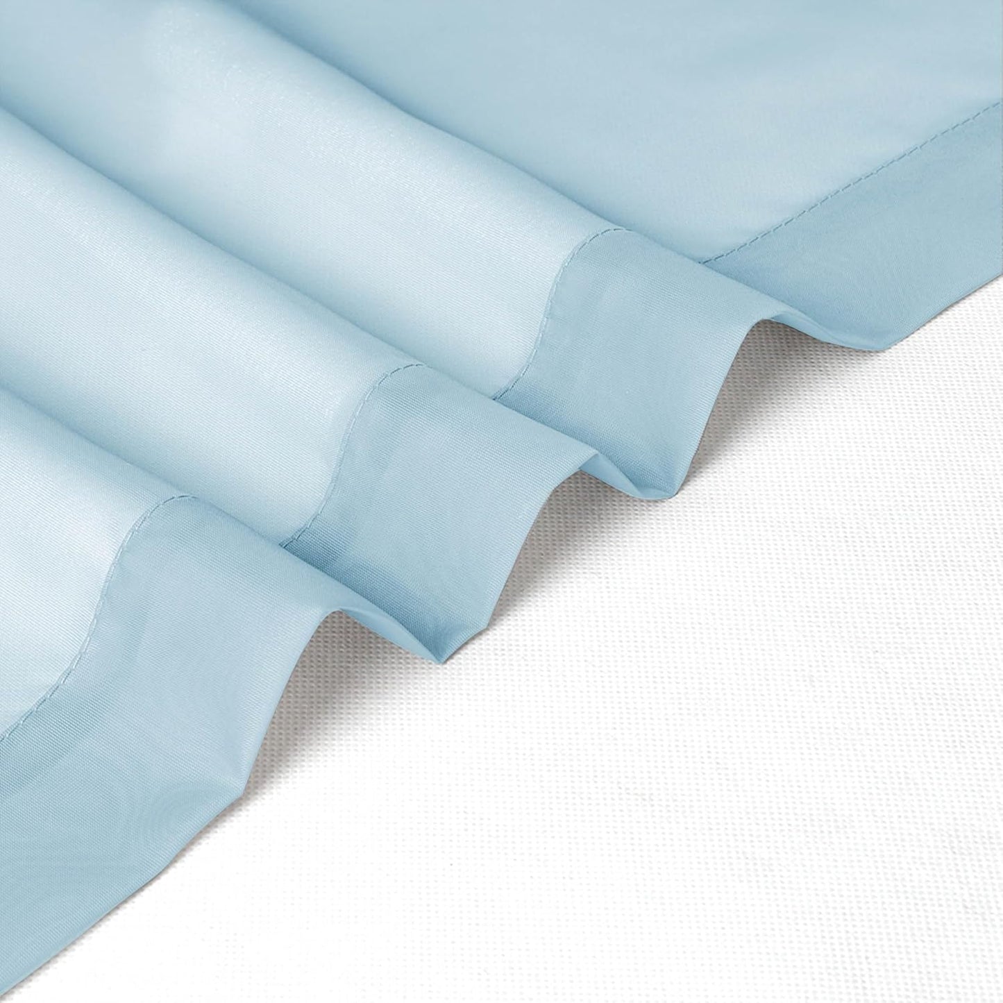 Chyhomenyc Sky Blue Sheer Curtains 30 inch Length 2 Panels, Light Filtering Voile Rod Pocket Short Window Curtians for Bathroom Living Room Farmhouse Small Windows, 42Wx30L inches