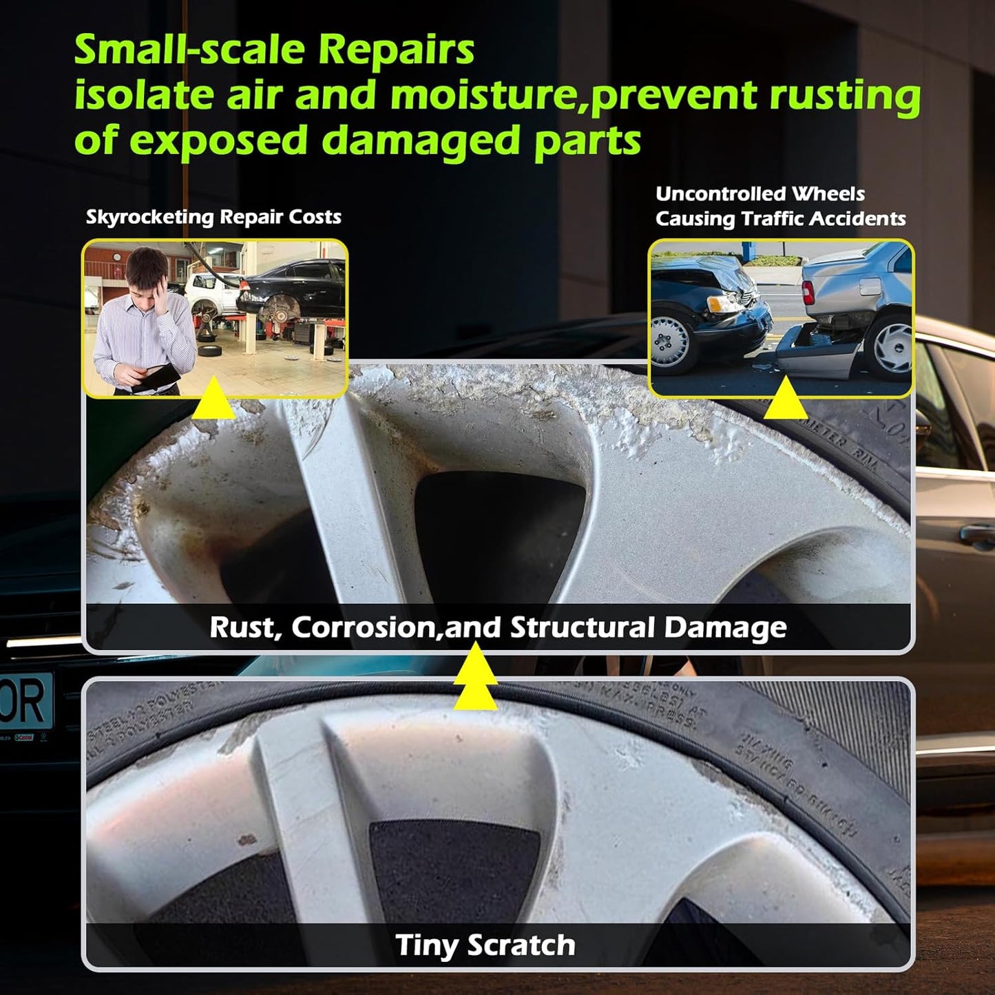 FOLLOWIN Silver Rim Touch Up Paint for Cars,Car Paint Scratch Repair Rim Curb Rash,1OZ(30ml)