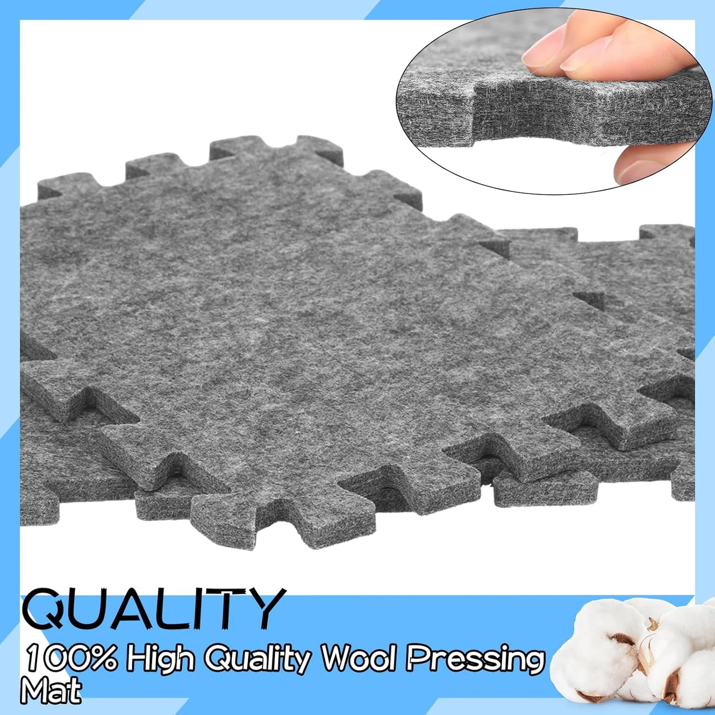 Ziliny 8 Pack Large Wool Pressing Mat 22" x 63" Wool Ironing Mat Felted Blending Ironing Pad Sewing Machine Muffling Pad Iron Board for Quilters Quilting Supplies and Notions Accessories